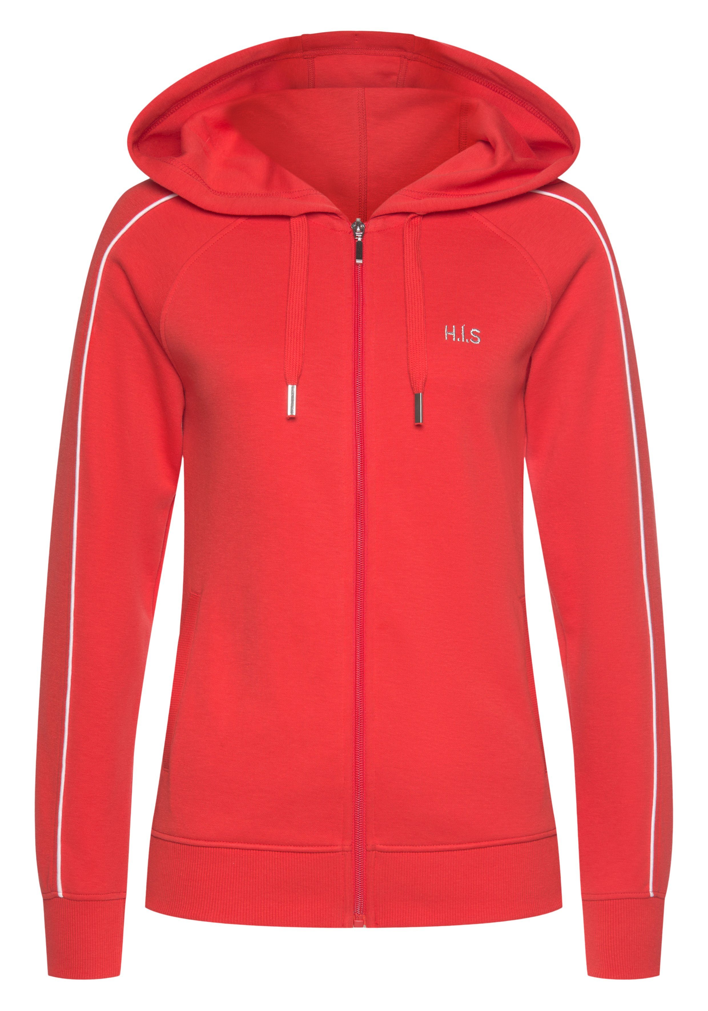 H.I.S Capuchonsweatvest met piping op de mouwen, loungepak