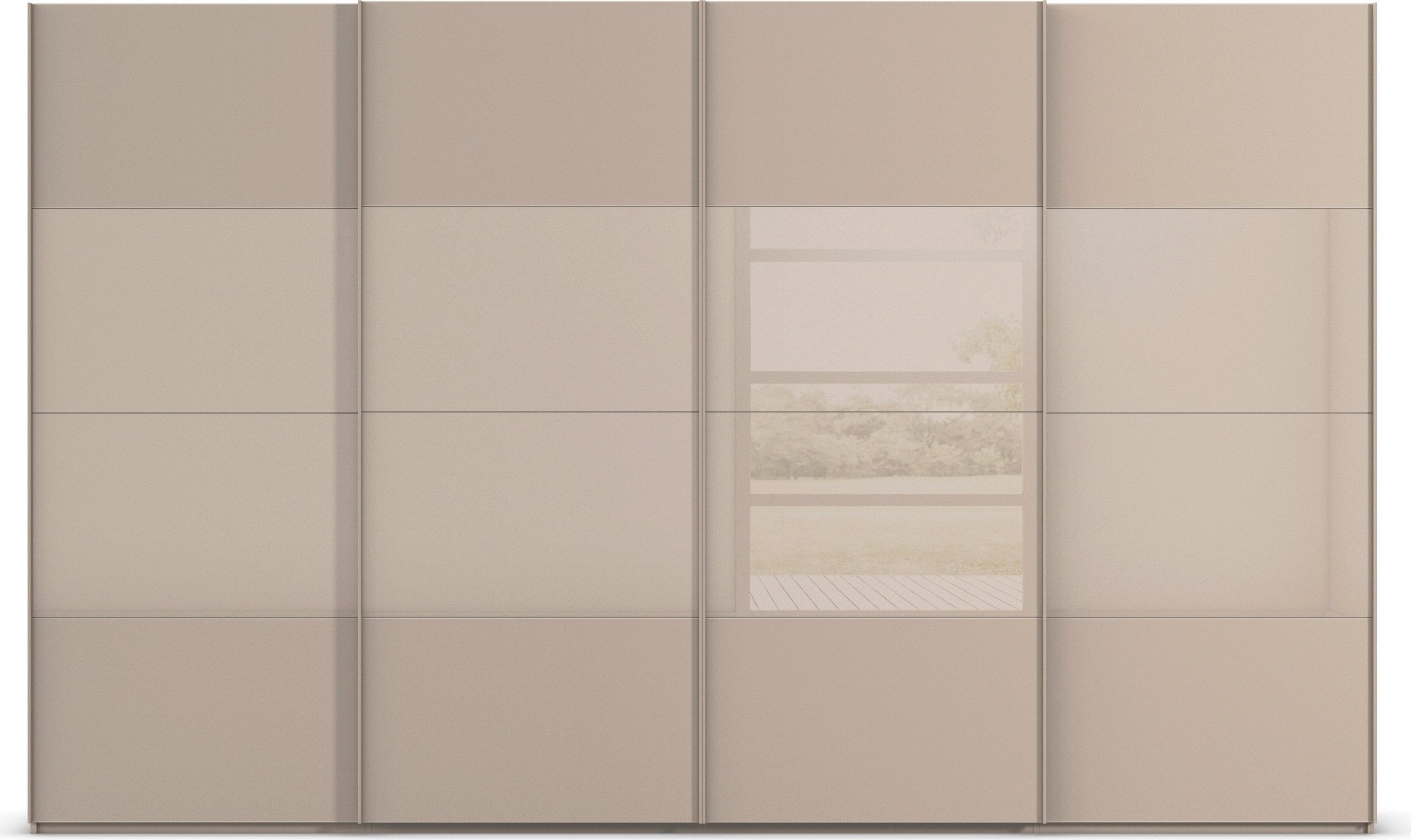 rauch Schuifdeurkast Kledingkast Kast Garderobe Slaapkamerkast SCALE-FYRA edel vierdelige deuren glas mat/glanzend veel kleuren made in germany