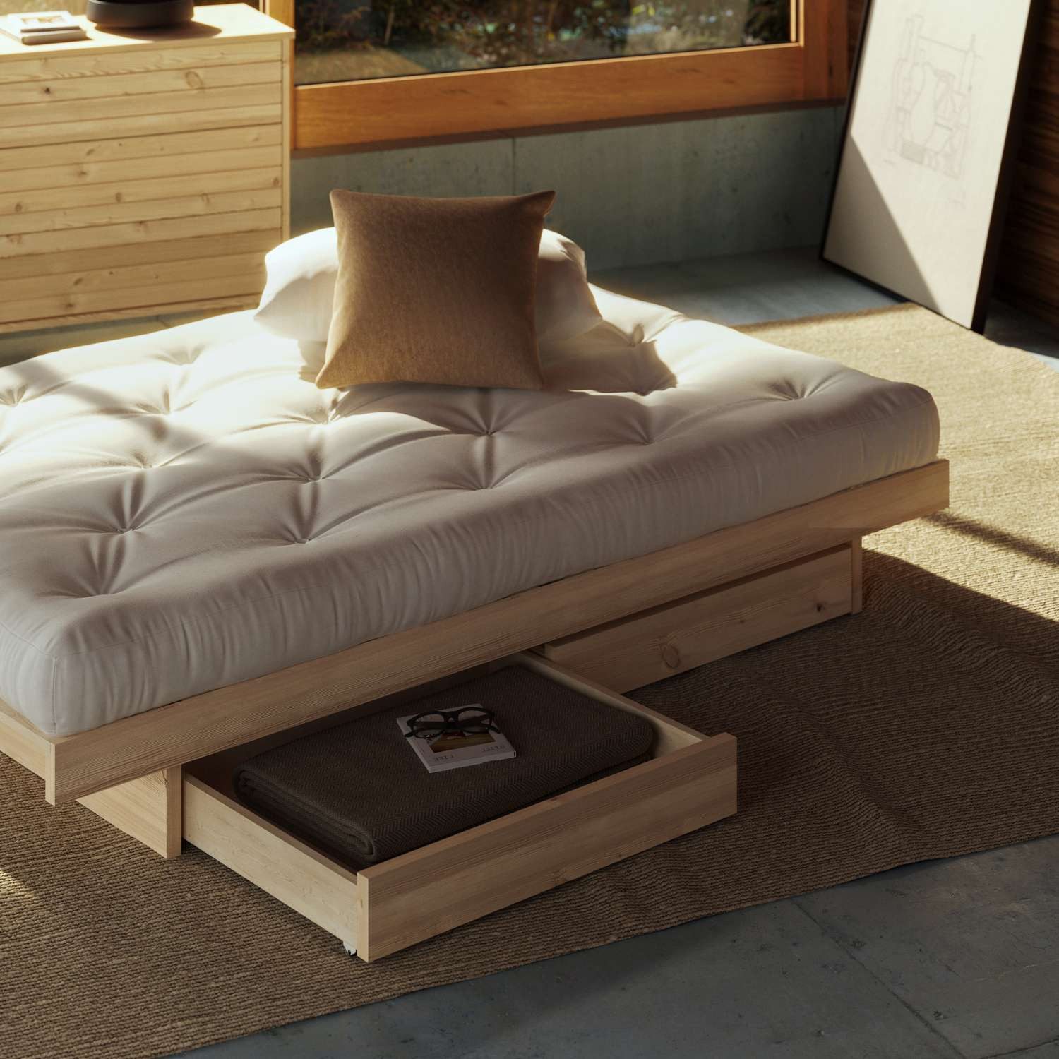 Karup Bedframe Kanso Bed, opbergbed, bed met of zonder lades Bed met/zonder lades, inclusief lattenbodem, FSC® gecertificeerd
