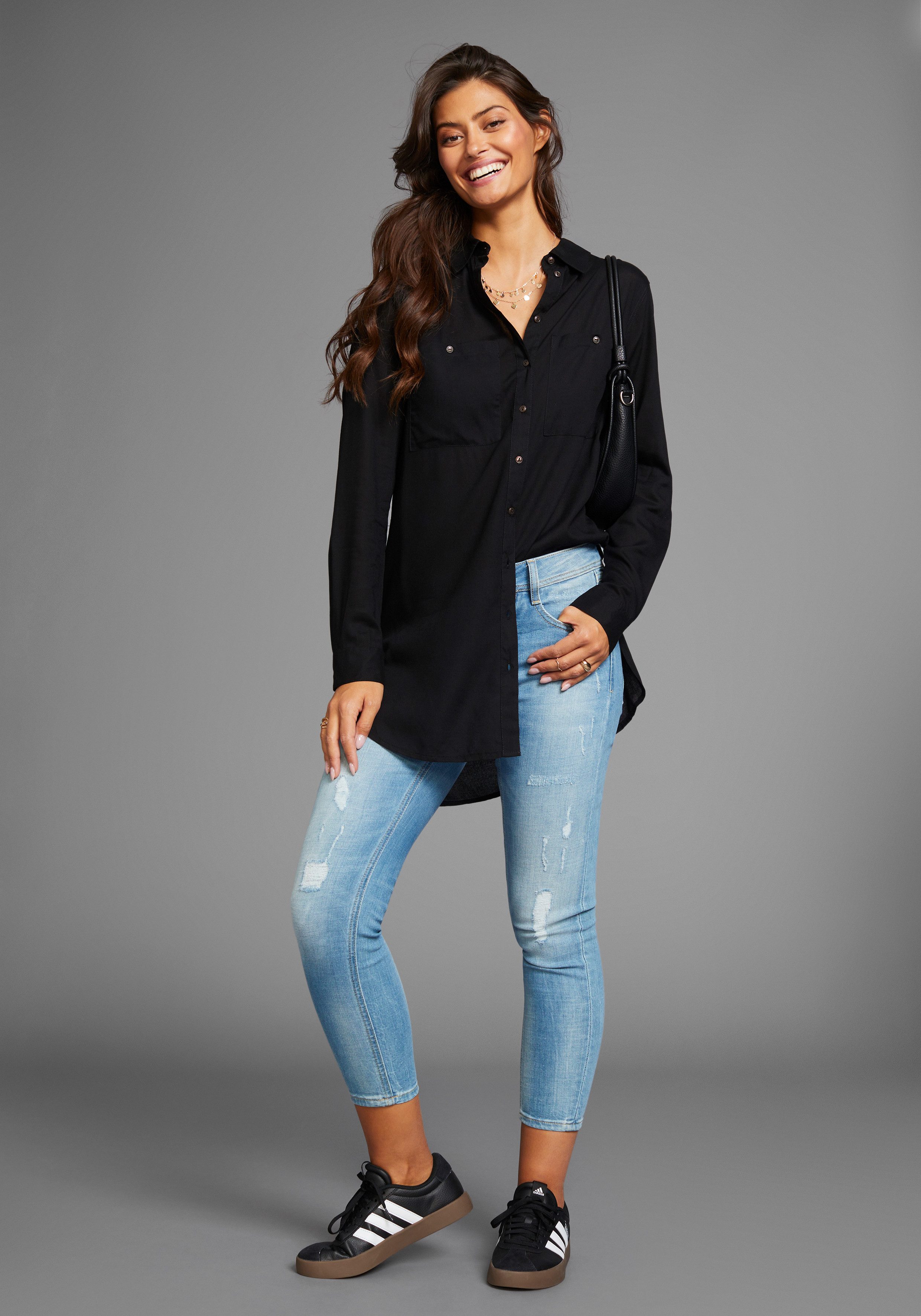 Boysen's Lange blouse met diepe zijsplitten