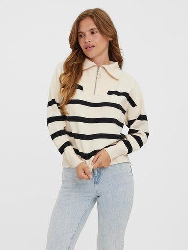 Vero Moda Schipperstrui VMSABA STRIPE LS HIGHNECK BLOUSE GA NOOS