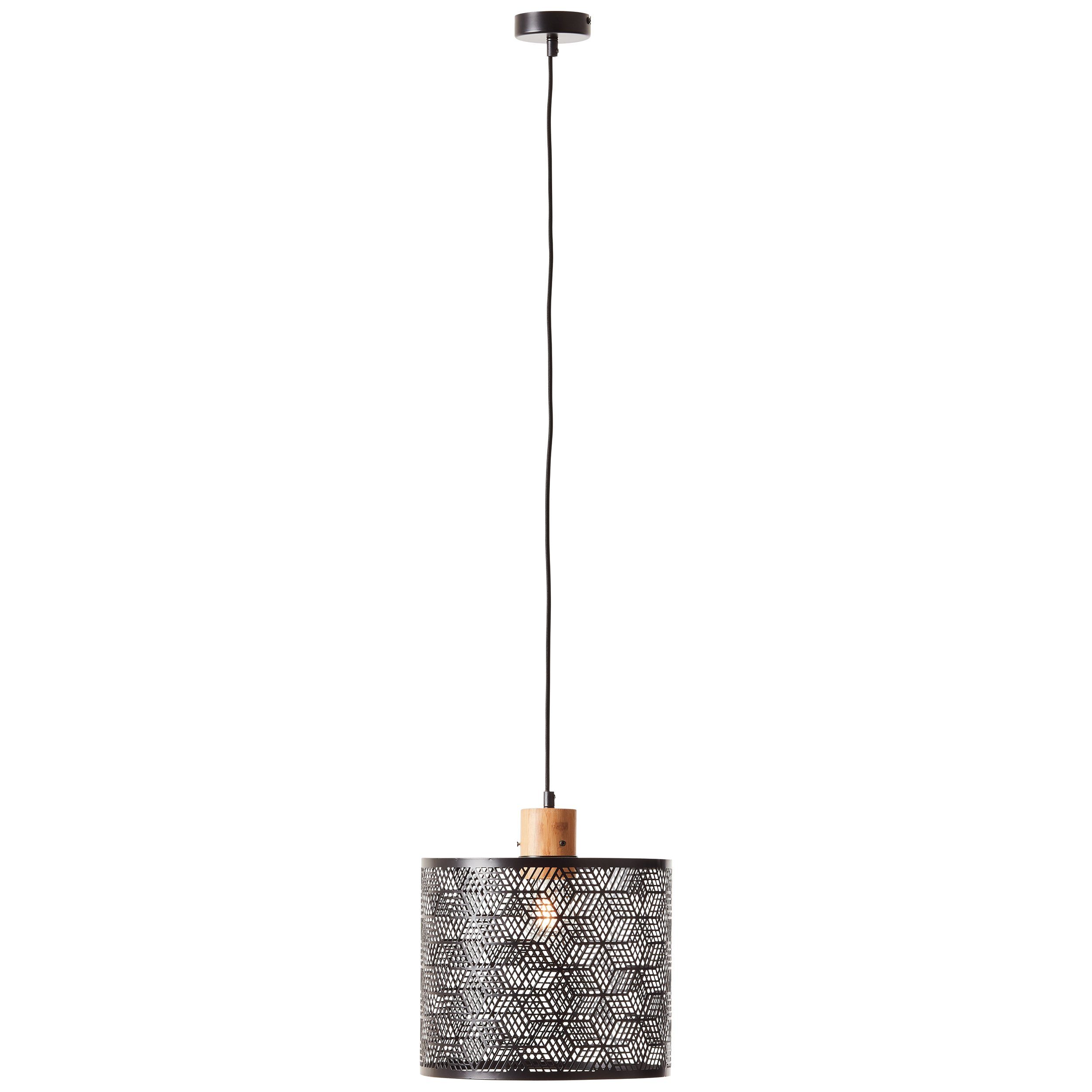 Brilliant Leuchten Hanglamp Santy 120 x 29 cm, e27, metaal/bamboe, zwart/natuurlijk
