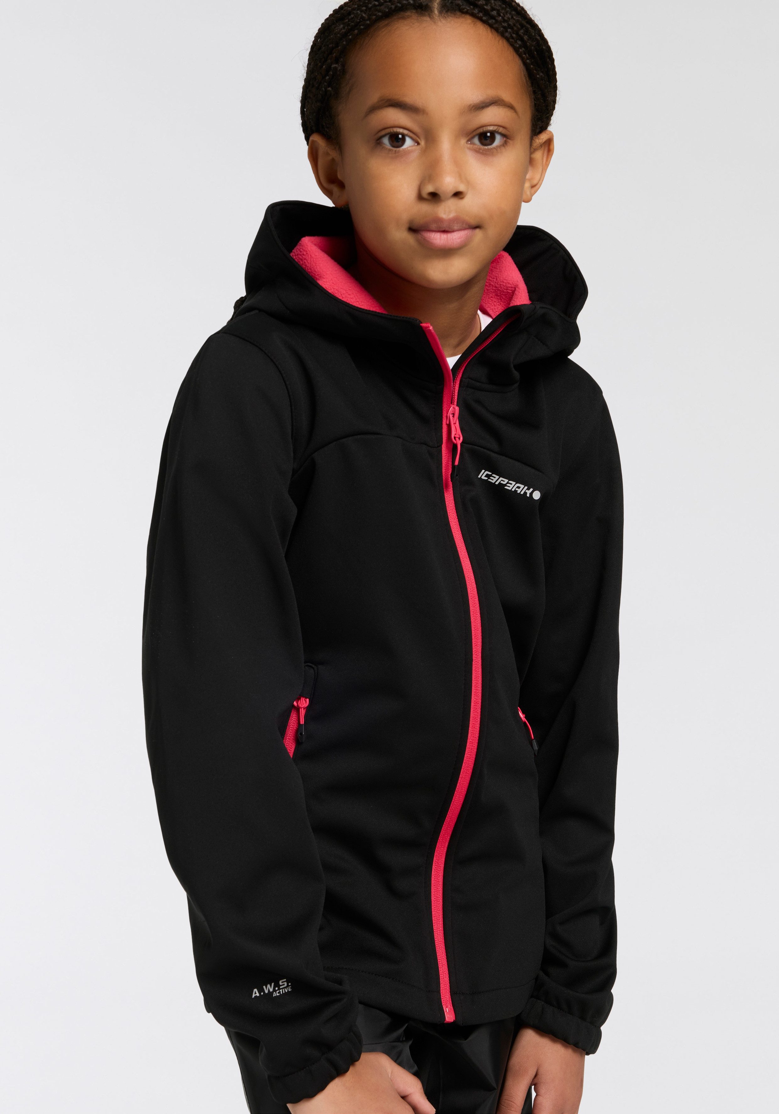 Icepeak Softshell-jack KULM JR met modieuze logo-opschriften (1 stuk) meisjes softshell jassen maat 176 paars