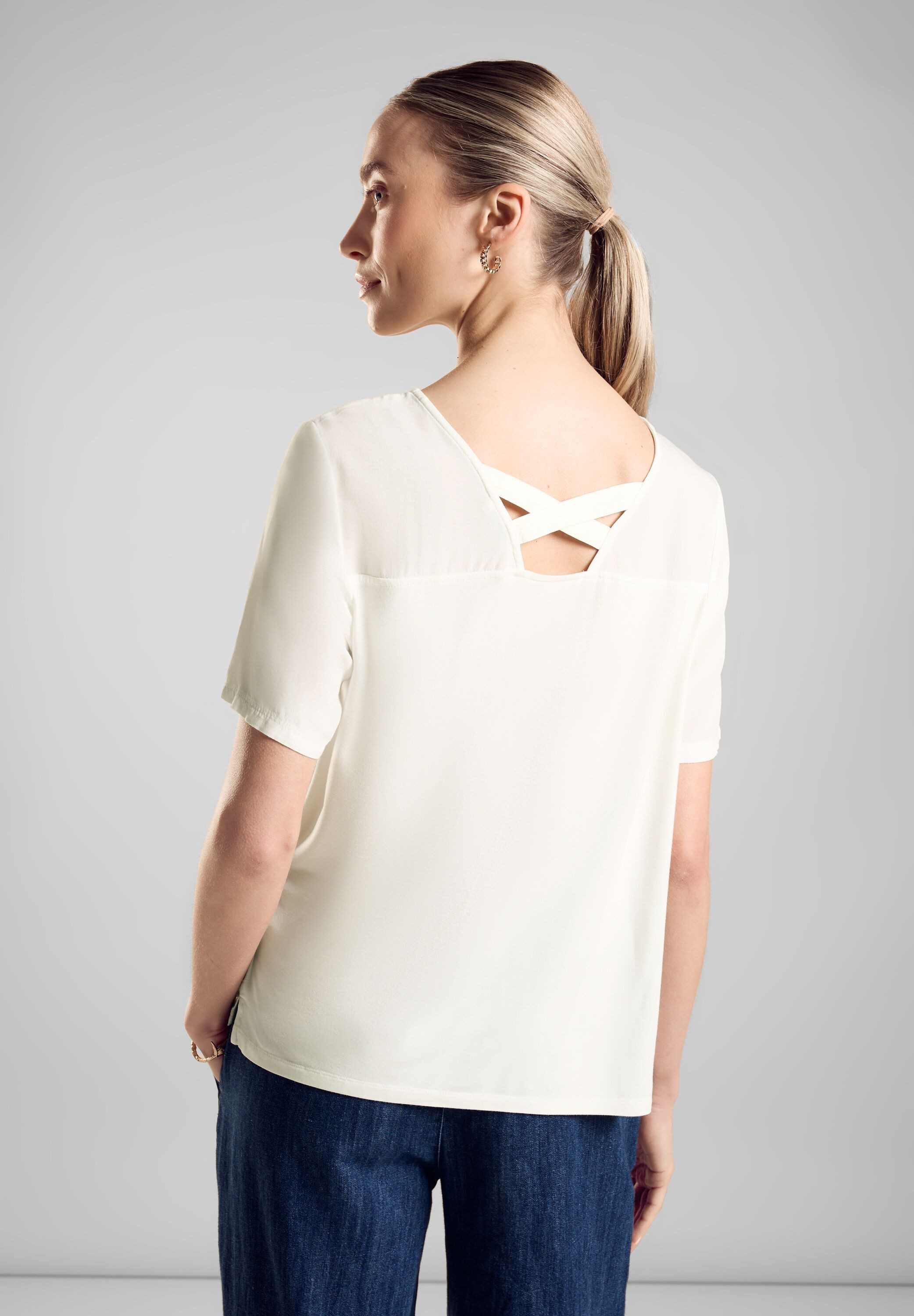STREET ONE Shirt met ronde hals met banden op de rug