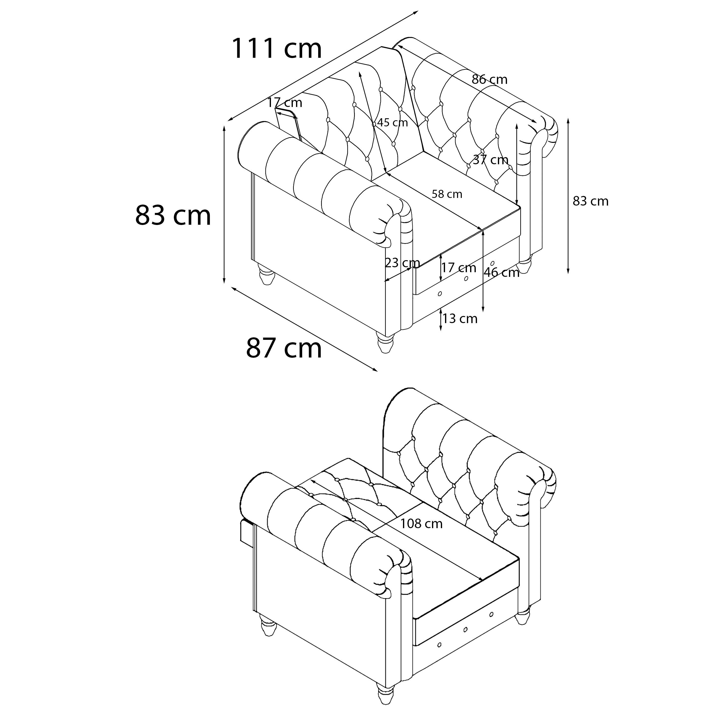 Dorel Home Chesterfield-fauteuil Felix II in breed ribfluweel met rugleuning 3-voudig verstelbaar, benen massief hout, zithoogte 46 cm