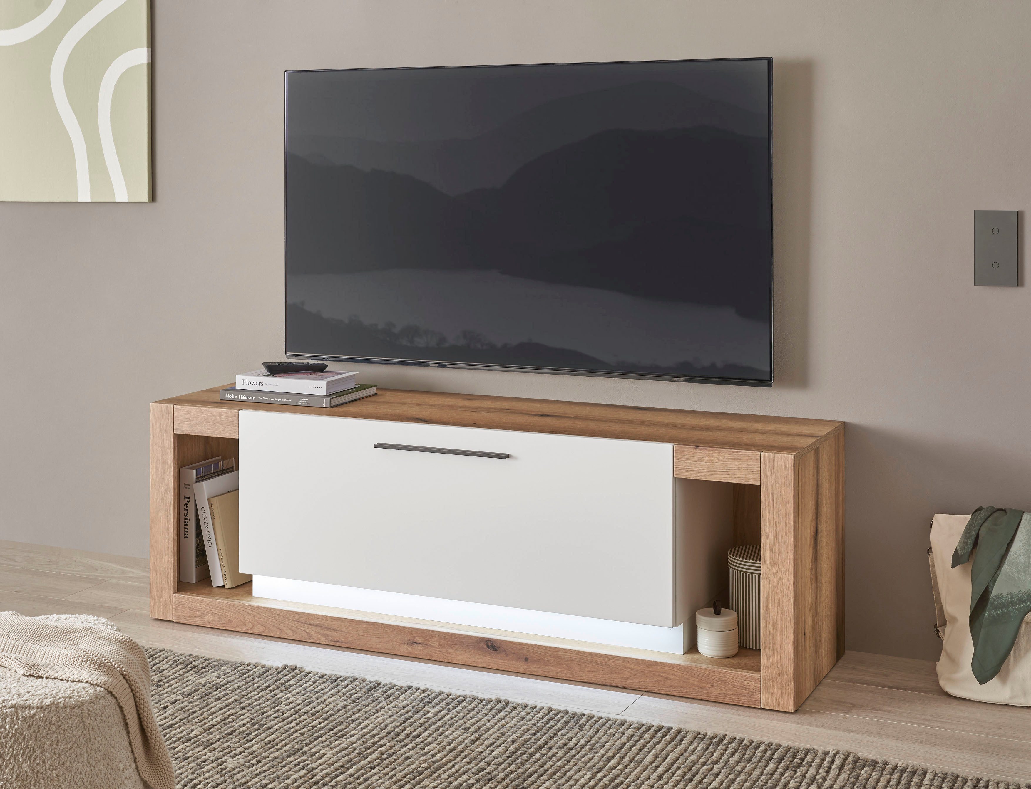 INOSIGN Wandmeubel Brixen, moderne opbouwwand, woonkamer set, eik Evoke decor met wit (set, 4-delig)