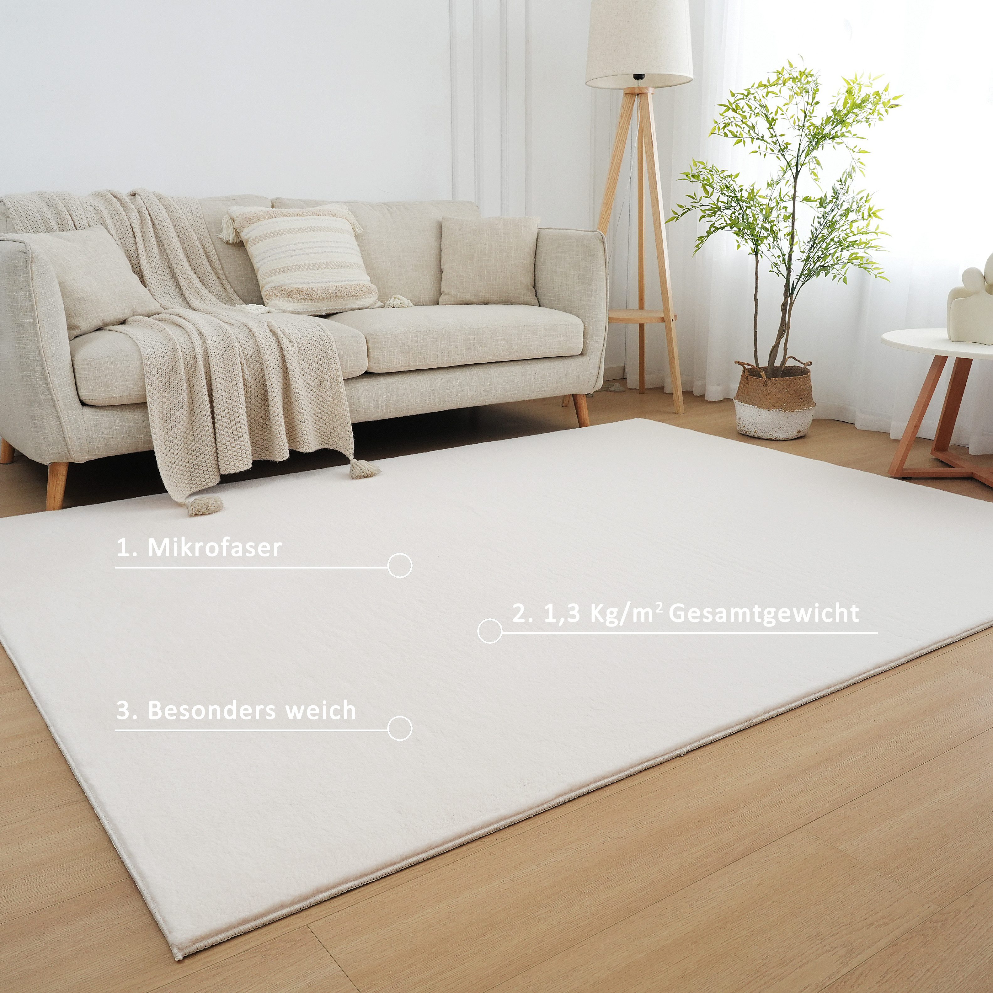 Leonique Vachtvloerkleed Balu, kunstfellteppich, modern, langpolig tapijt Konijnenbont-gevoel, behaaglijk, zacht, woonkamer, slaapkamer
