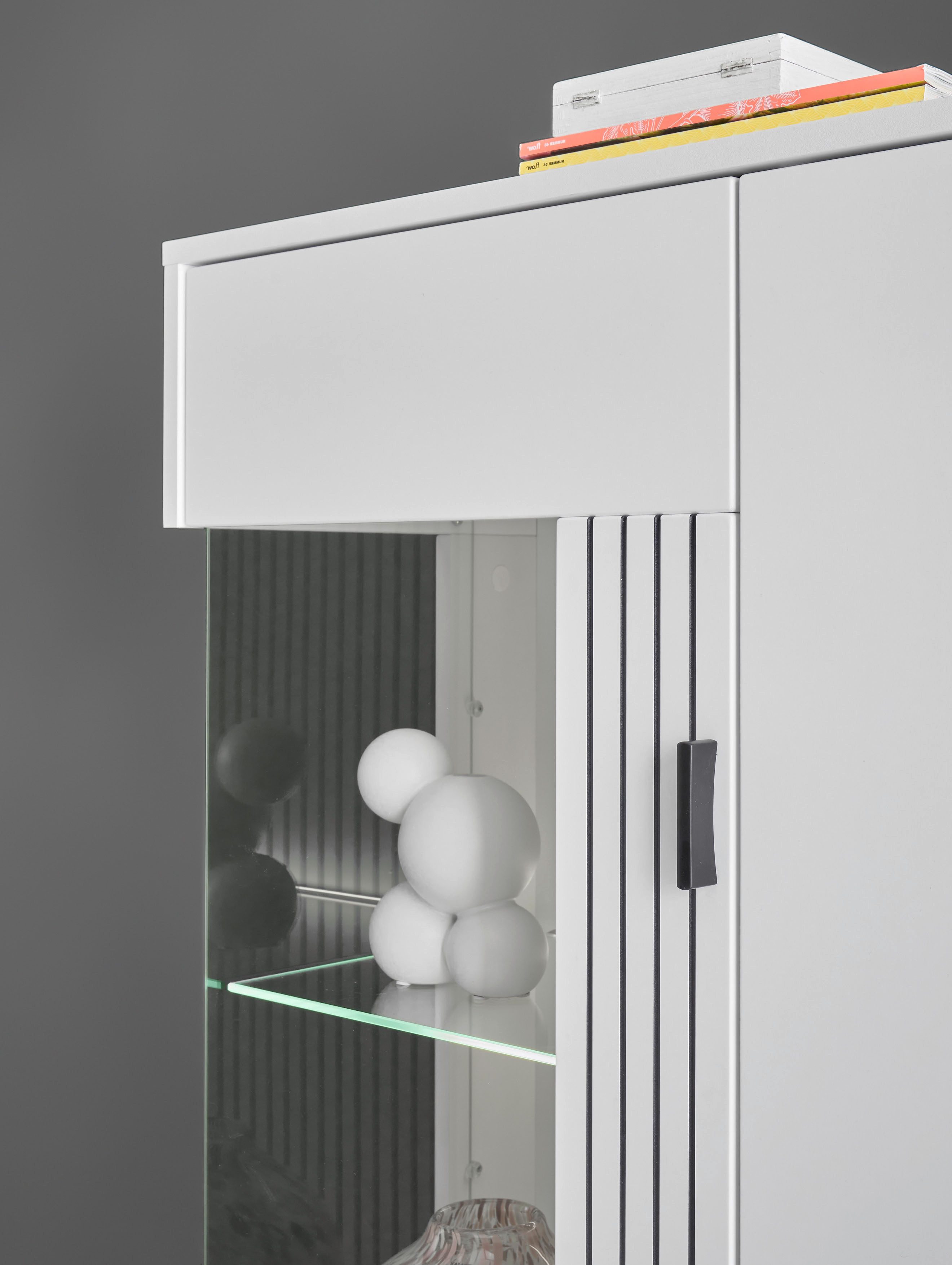 INOSIGN Wandmeubel Hudson met moderne groevenlook, handgrepen van metaal (zwart), breedte 320 cm (set, 4-delig)