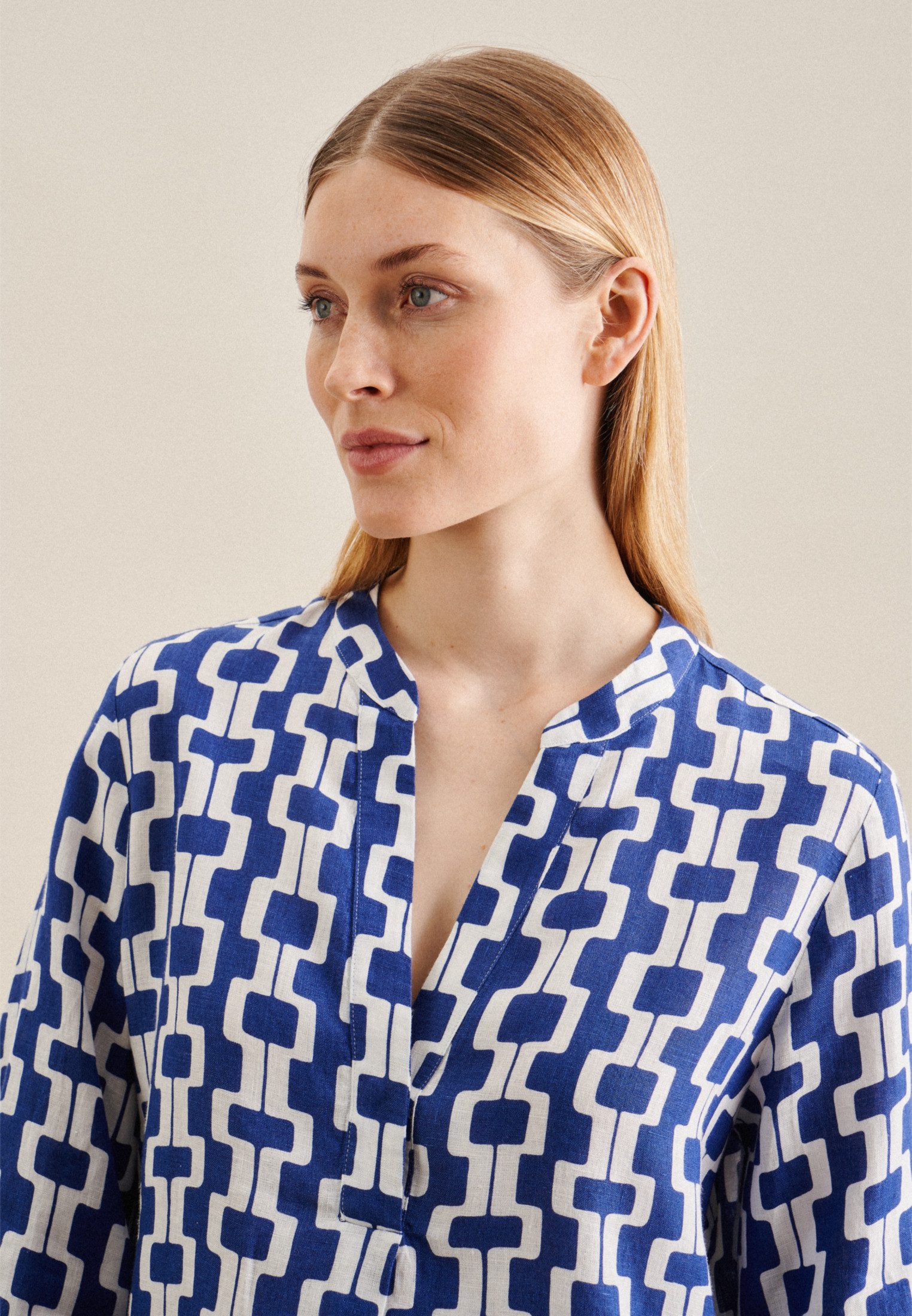 seidensticker Klassieke blouse Zwarte roos Tuniek kettingenprint