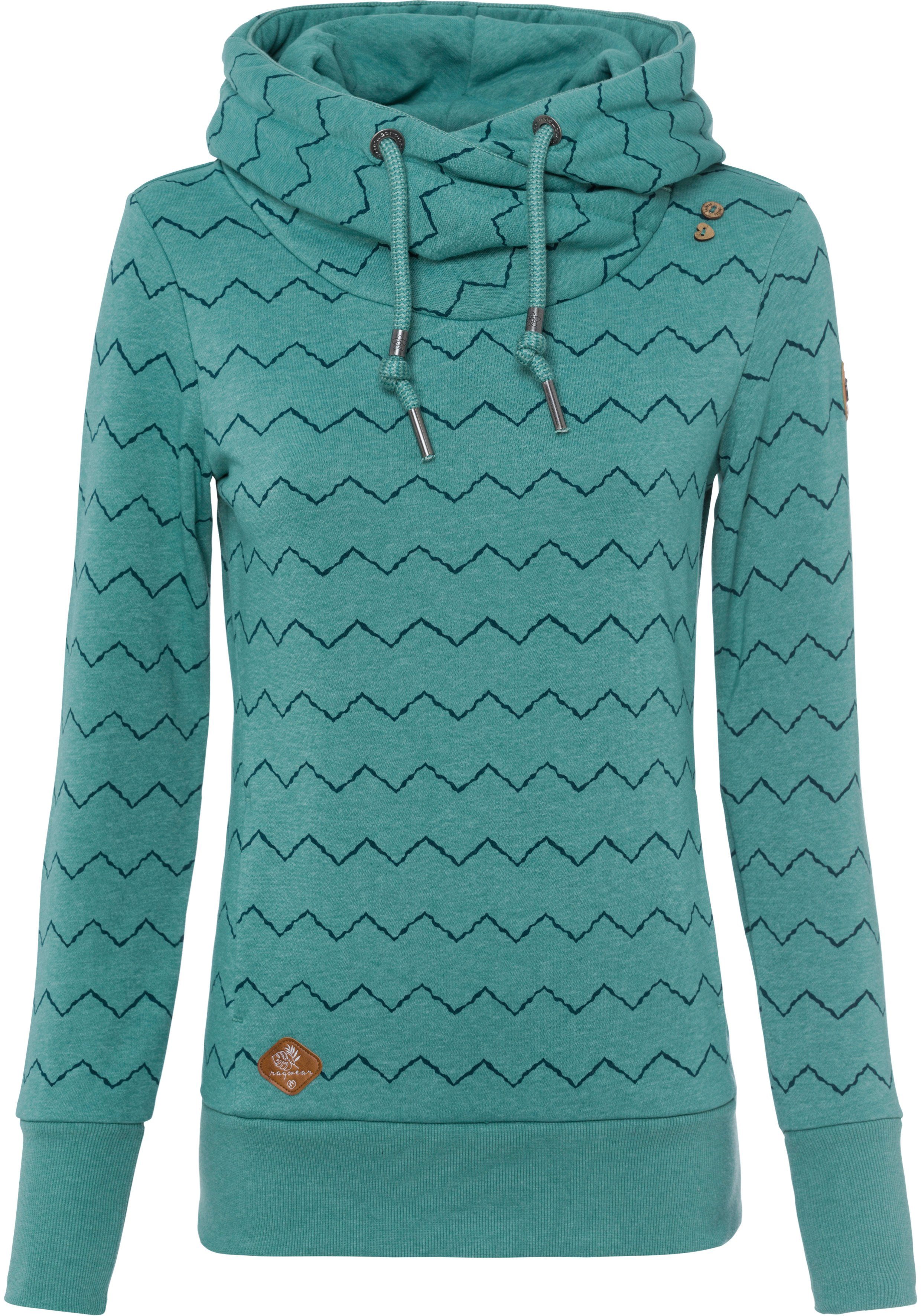 Ragwear Sweater GRIPY BUTTON CHEVRON O Hoodie met hoge sjaalkraag met sierknopen