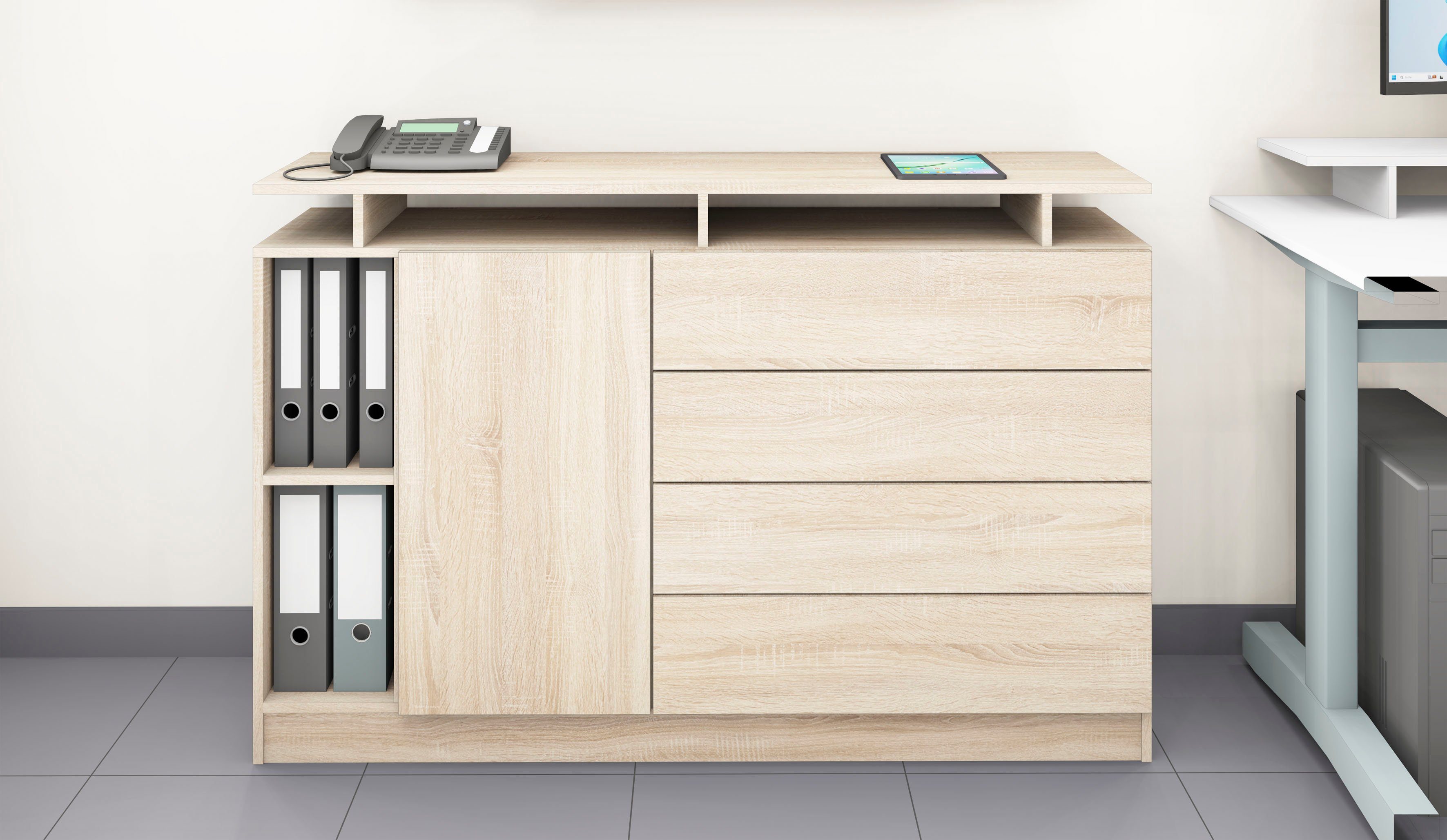 borchardt Möbel Dressoir Vaasa moderne greeploze look, push-to-openfunctie dressoirs bruin