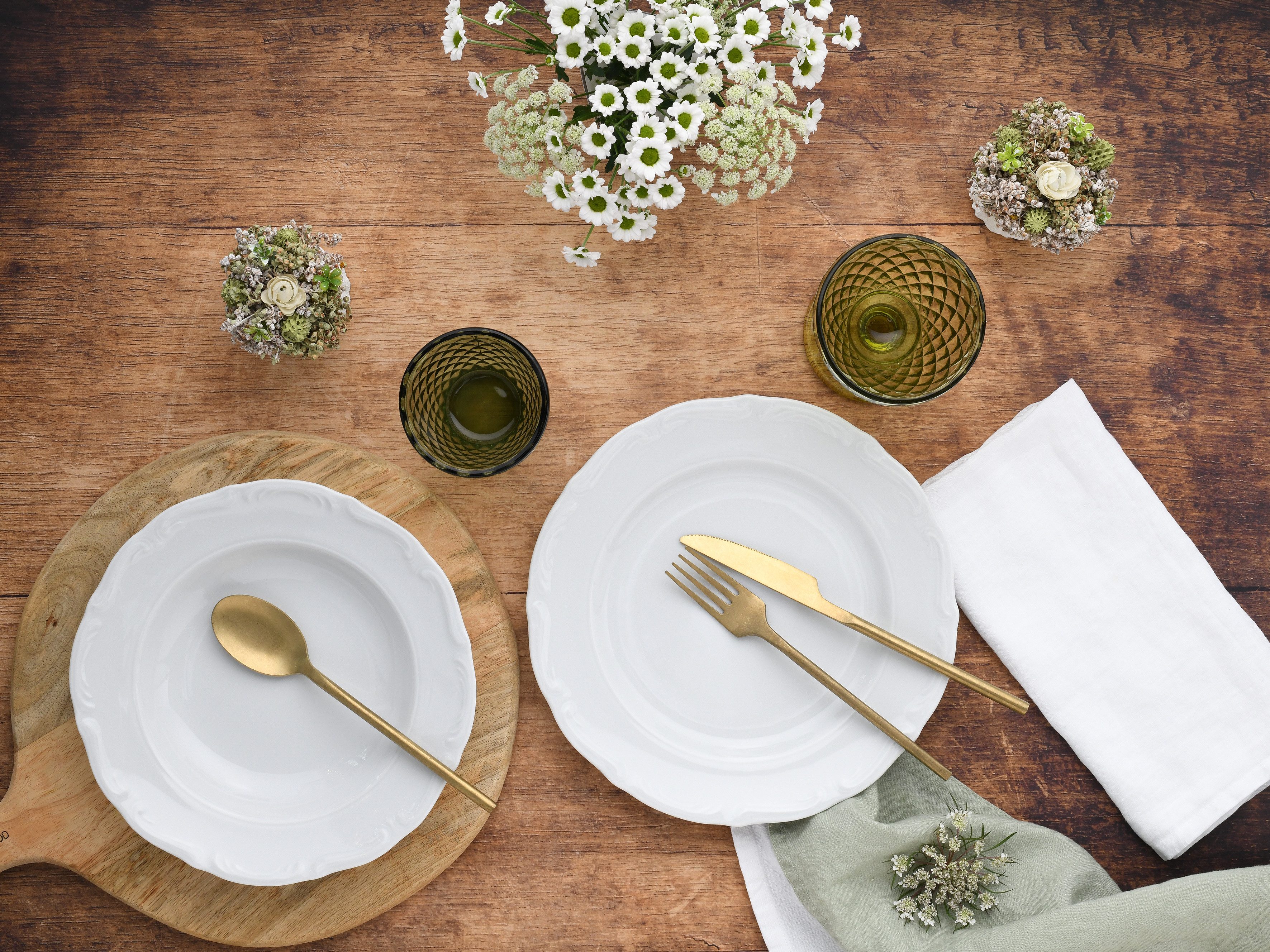 CreaTable Eetservies Servies-set Maria Theresia Serviesgoed, bord set, wit, 12 delen, voor 6 personen (set, 12-delig)