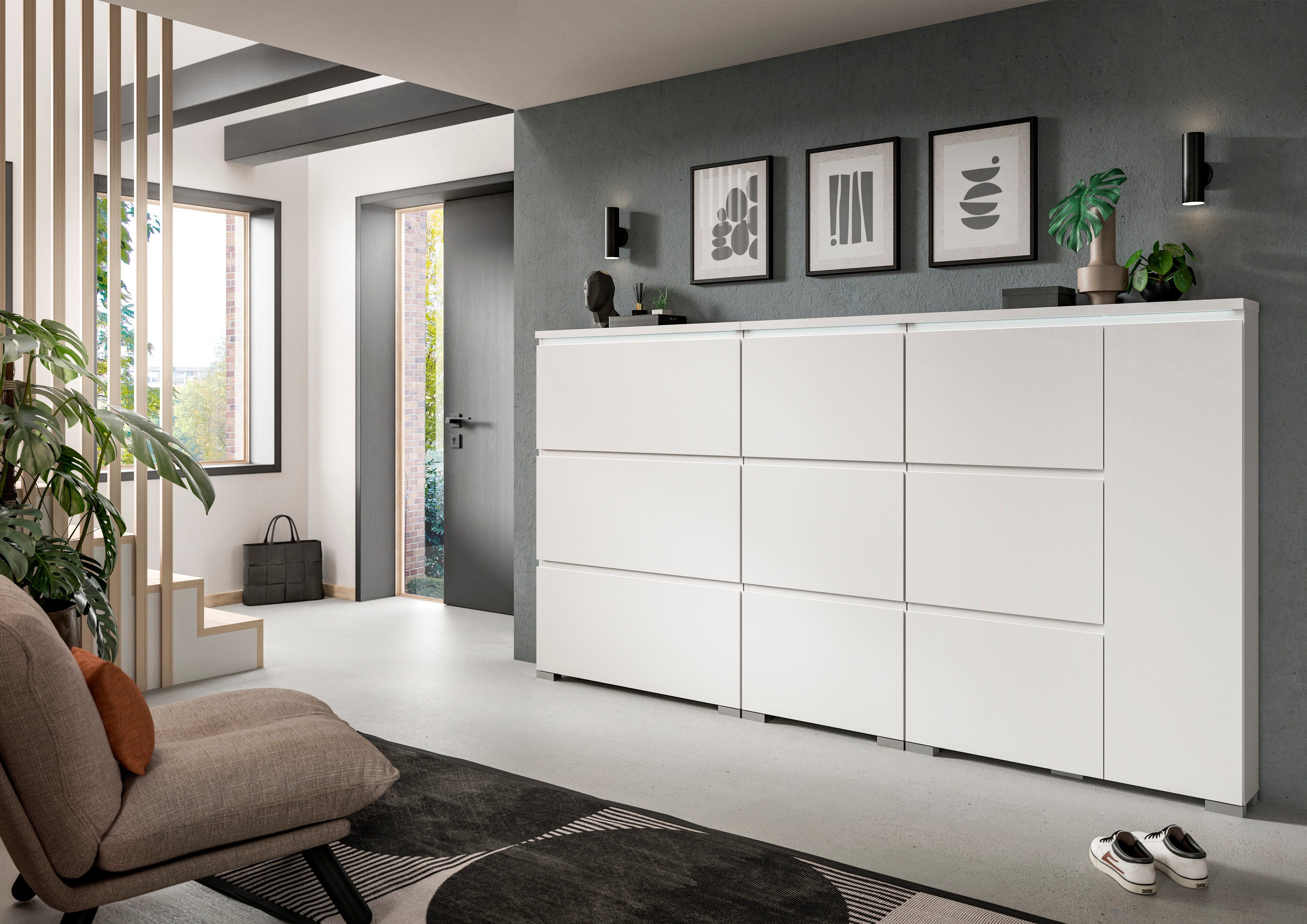 INOSIGN Schoenenkast Skoskap, Diepte 18 cm, 3 Deurtjes met schoenrol, plaats voor 12 paar schoenen