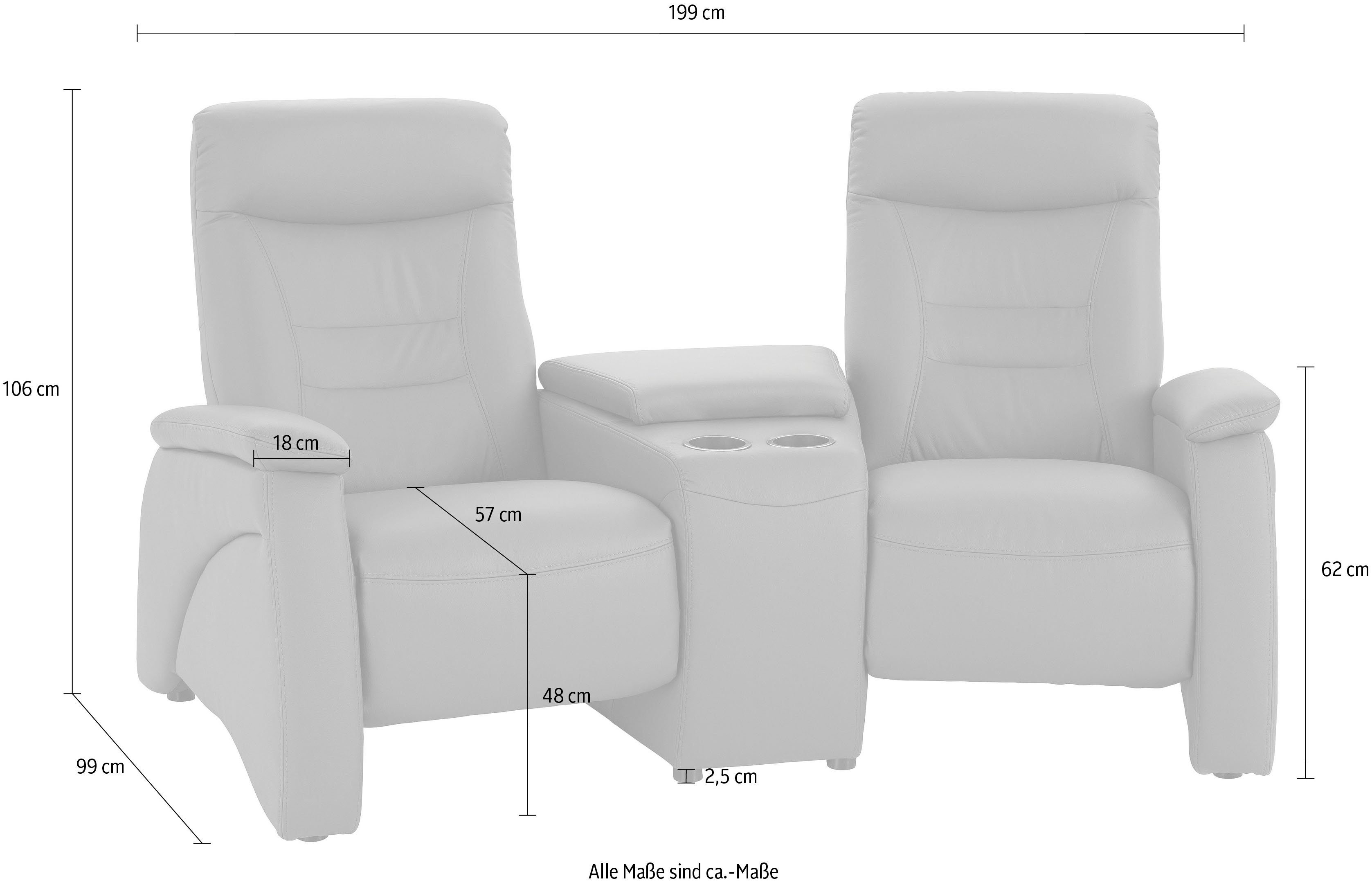 exxpo - sofa fashion 2,5-zitsbank Ascoli, bioscoopsofa met hoog zitcomfort, comfortabele armleuningen incl. relaxfunctie, met opbergruimte en opbergruimte, hoge rugleuning