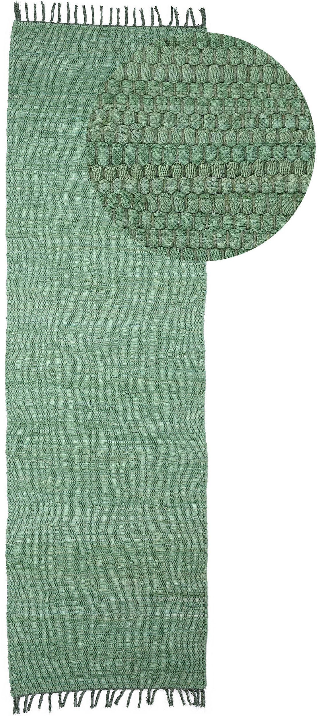my home Loper Handgeweven uni , aan twee kanten te gebruiken vloerkleed Patchwork vloerkleed, puur katoen, handgeweven, effen, met franjes lopers