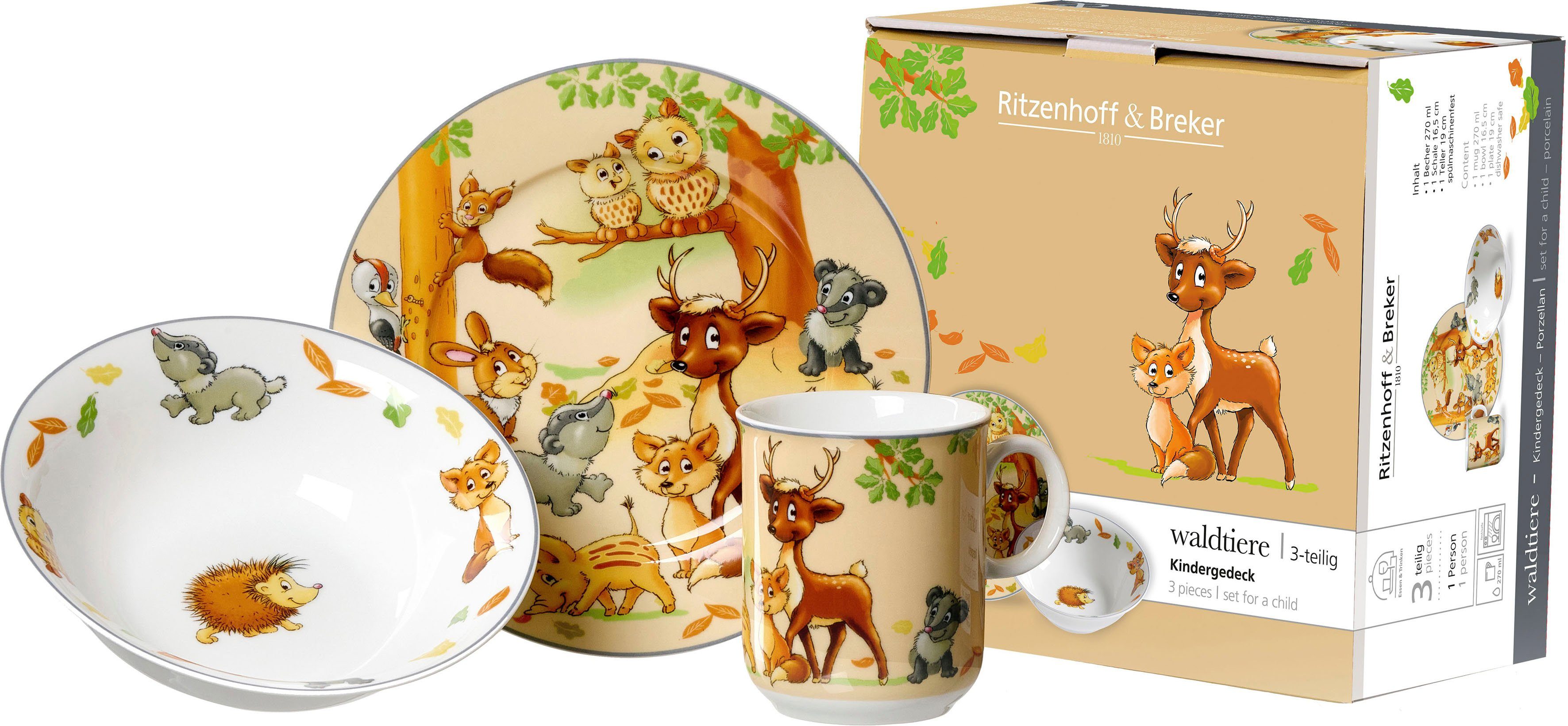 Ritzenhoff & Breker Kinderservies-set Bosdieren in decoratieve cadeauverpakking (set, 3-delig)