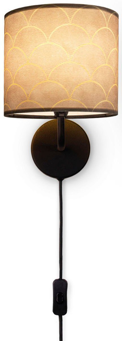 Paco Home Wandlamp Luca Pillar Met stoffen kap wandlamp binnen woonkamer modern retro vintage