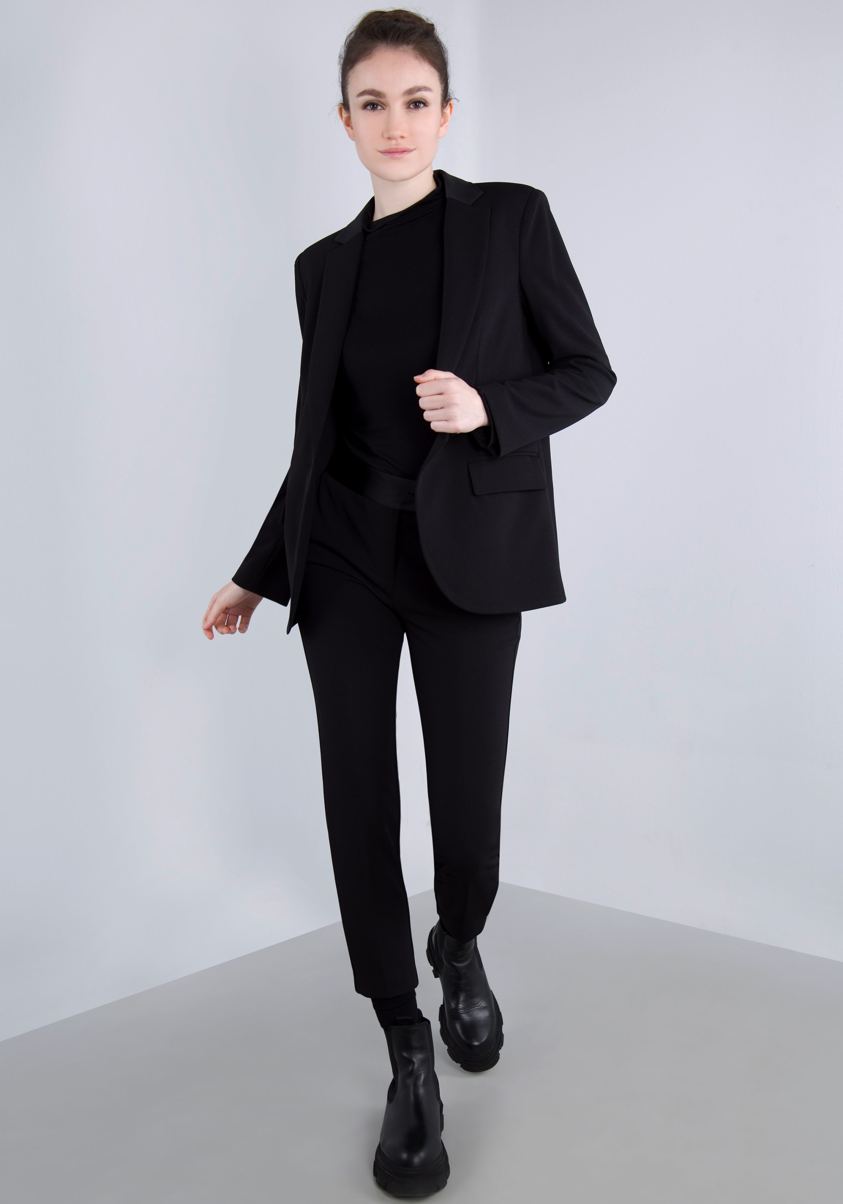 IMPERIAL Lange blazer met satijnen details en stretch