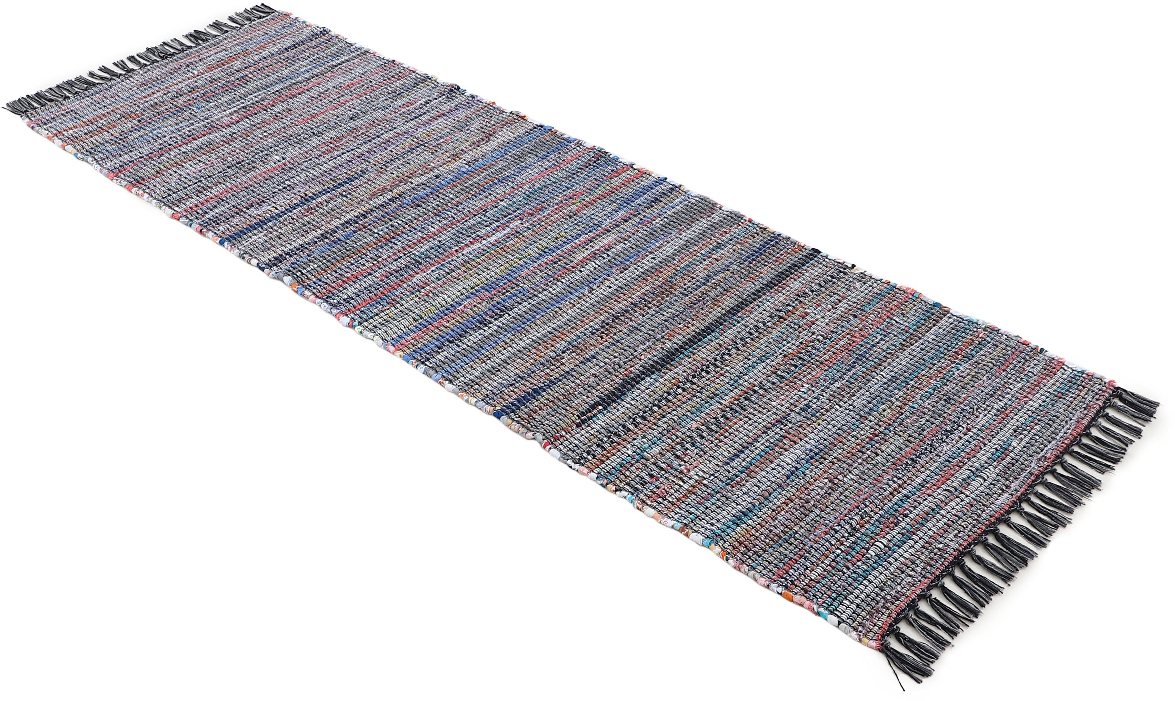 carpetfine Vloerkleed Kelim Chindi, omkeerbaar tapijt handgeweven, patchwork tapijt met franjes, ook verkrijgbaar in loperformaten