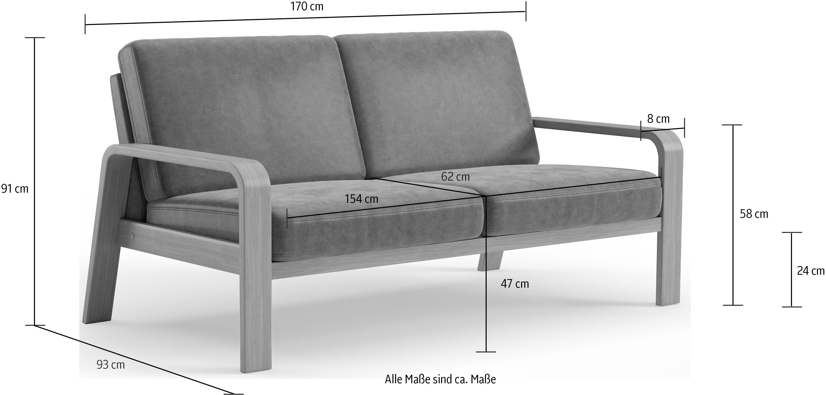 sit&more 2,5-zitsbank Kolding Armleuningen van eikenkleurig beukenhout, verschillende bekledingen en kleuren