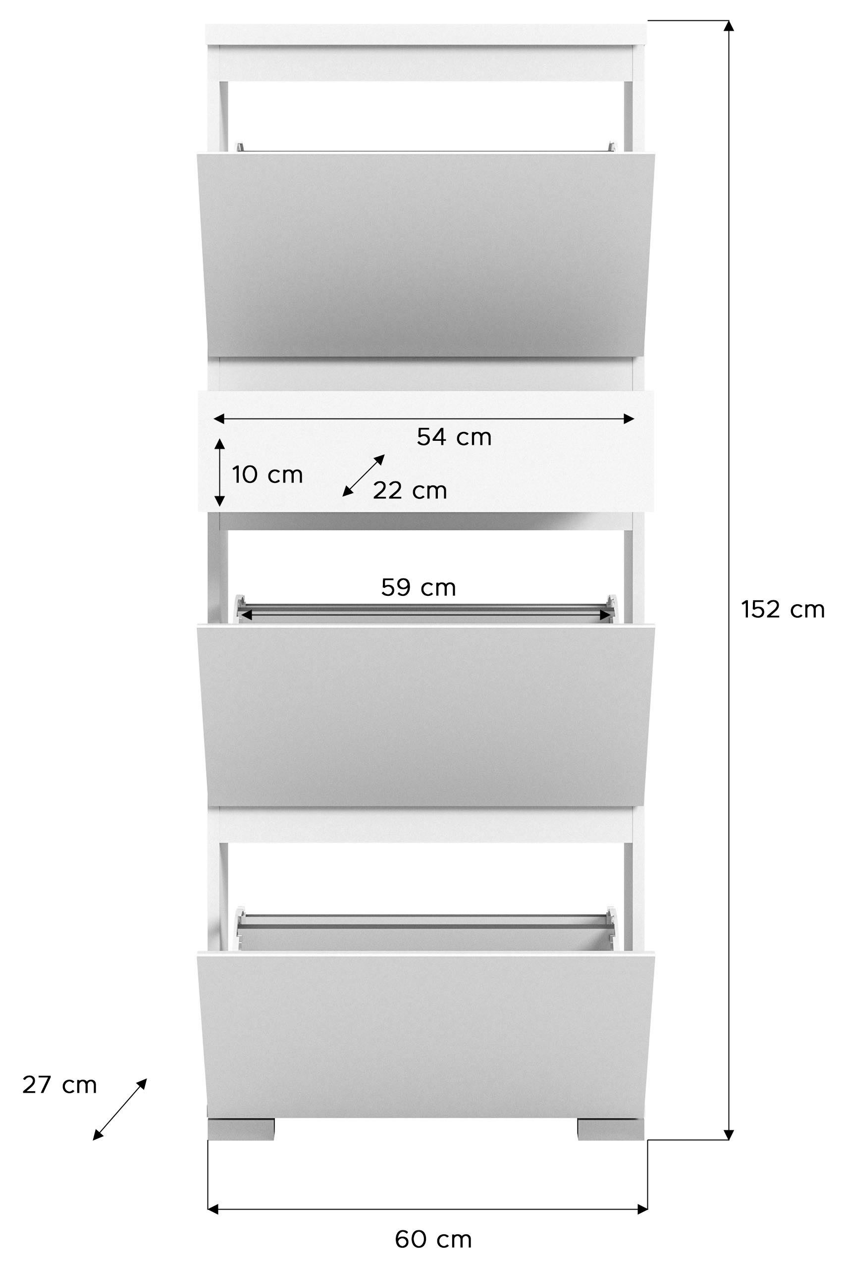 INOSIGN Schoenenkast Skoskap, Diepte 27 cm, 3 Deurtjes, 1 Lade, plaats voor 9 paar schoenen