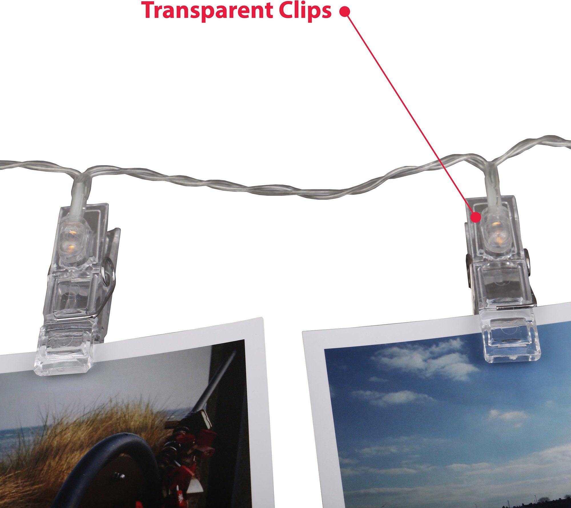 B.K.Licht Led-lichtsnoer RANA 5m led foto-lampjesketting sfeerverlichting met 40 foto-clips