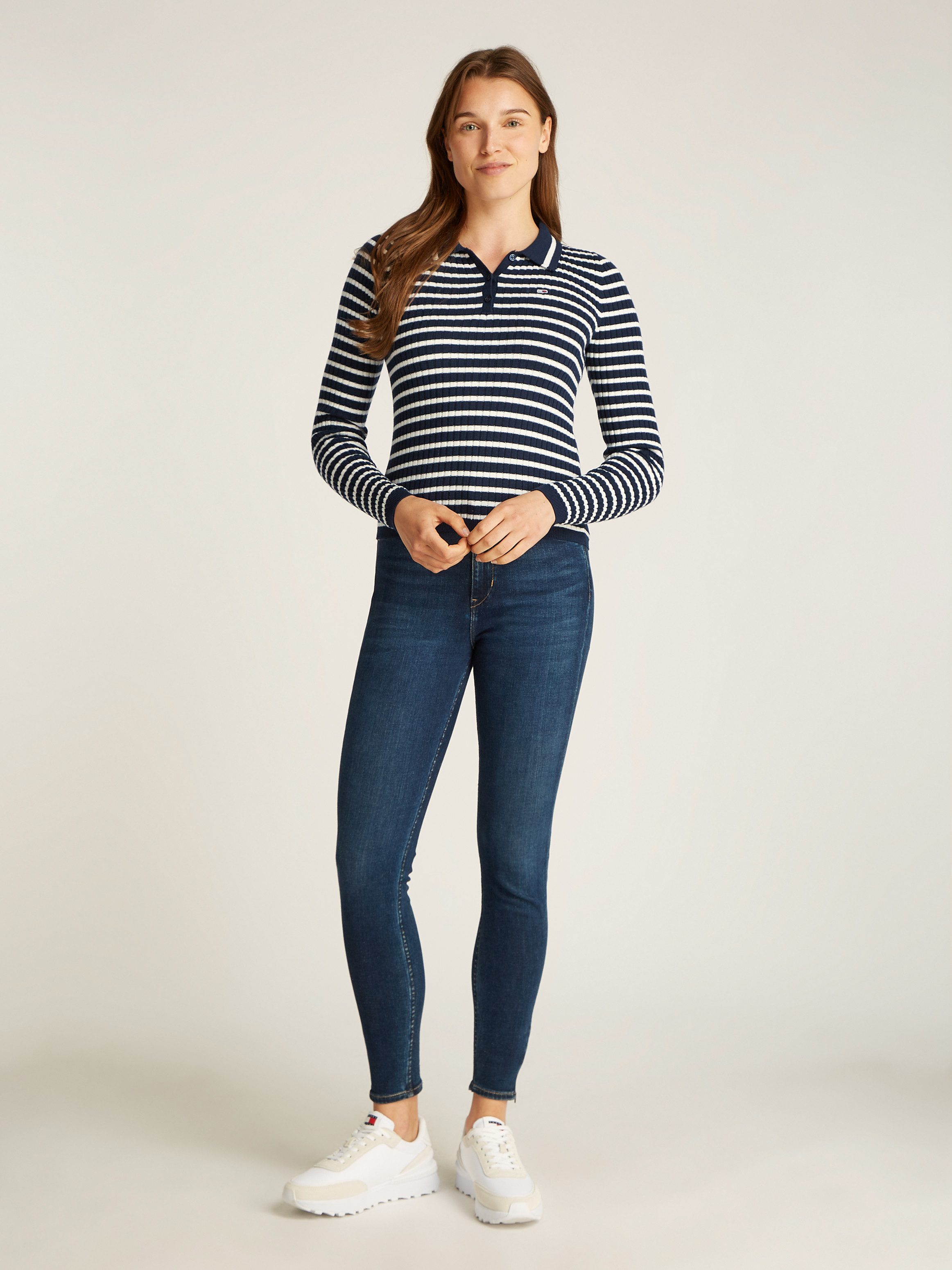 TOMMY JEANS Trui met polokraag TJW ESSENTIAL LS POLO SWEATER
