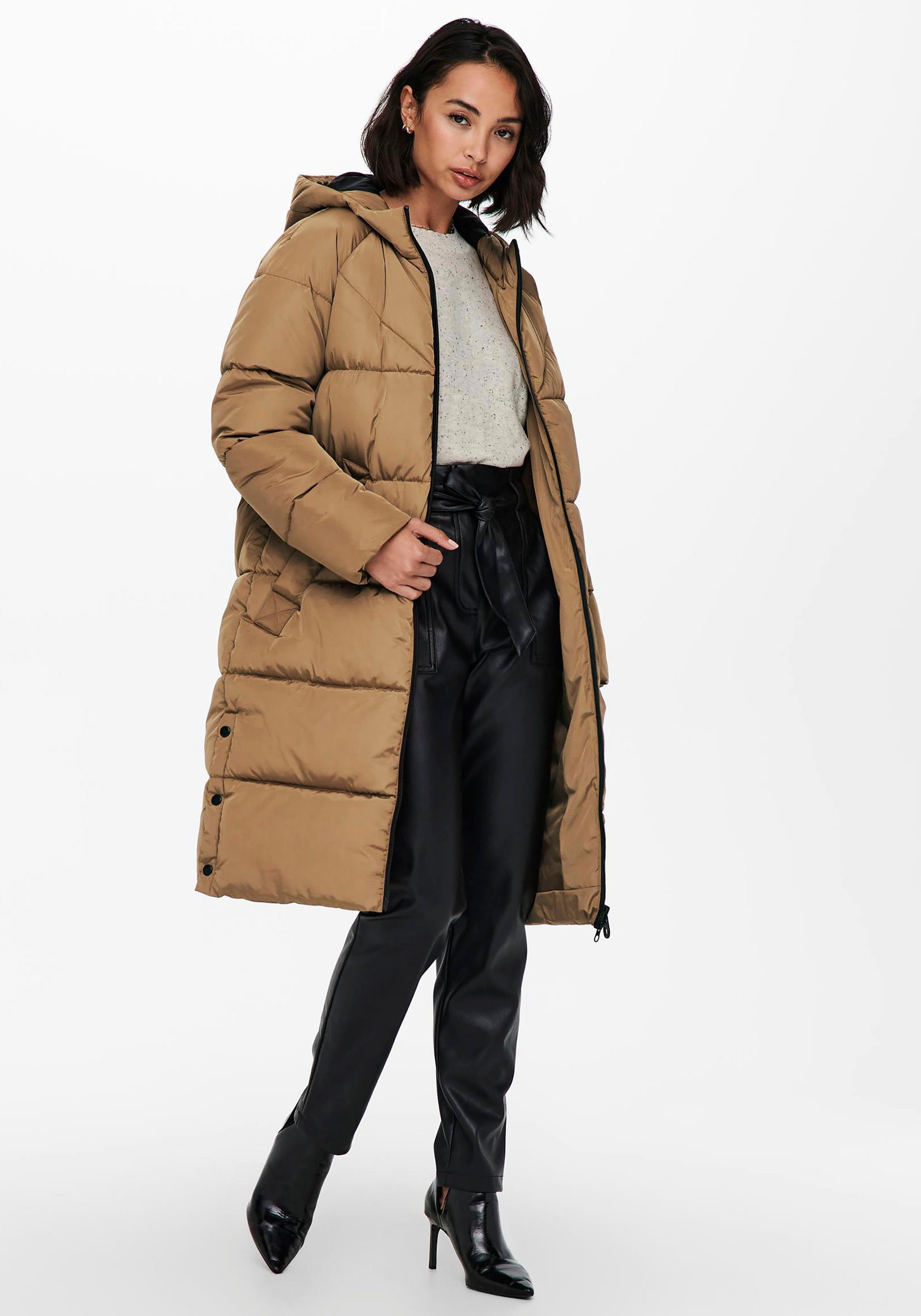 thread and supply long puffer jacket