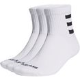 adidas performance functionele sokken half-cushioned 3 strepen quarter-sokken, 3 paar met een frottézool wit