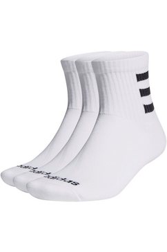 adidas performance functionele sokken half-cushioned 3 strepen quarter-sokken, 3 paar met een frottézool wit