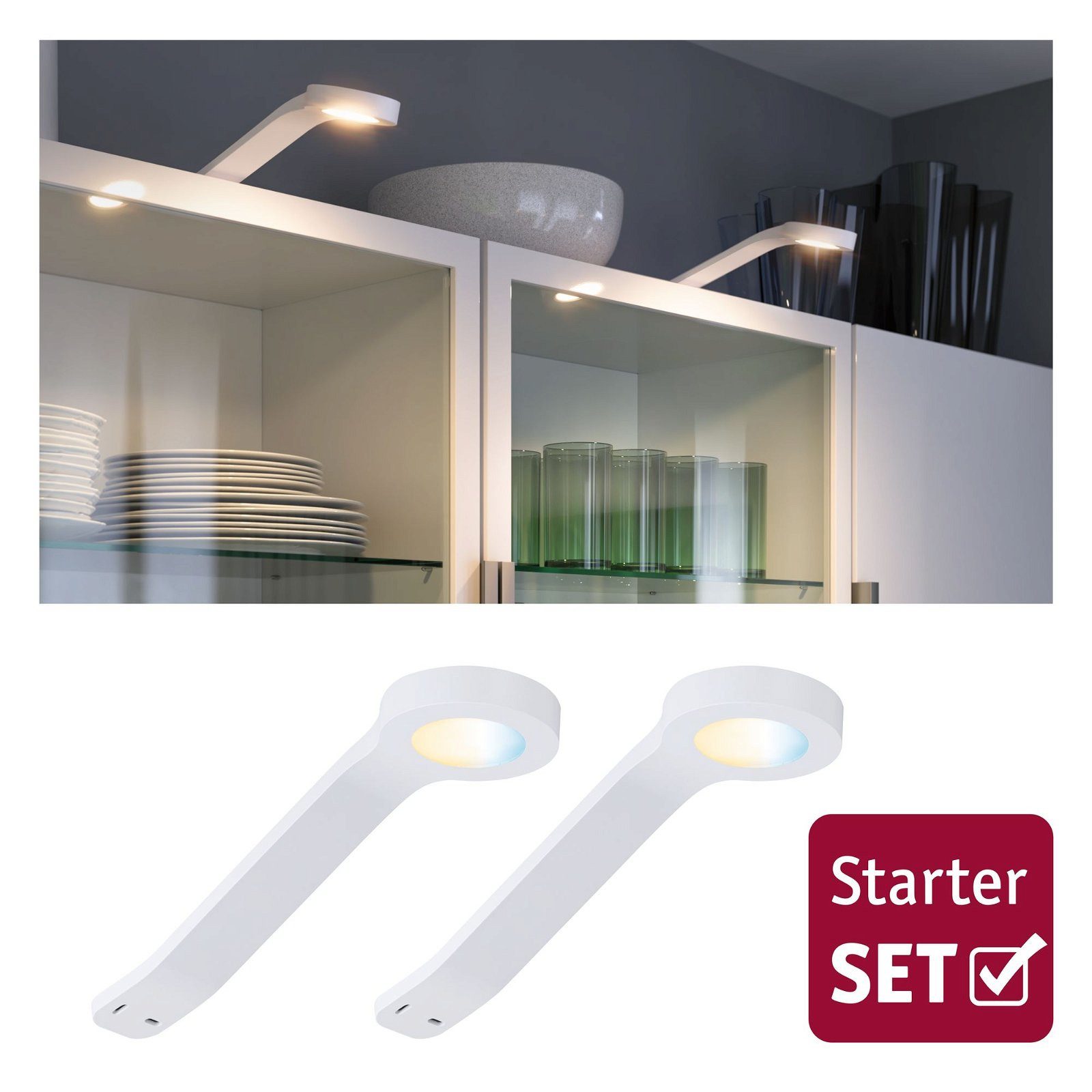 Paulmann Verlichting voor onderkast Clever Connect Mike 2x2,5W DC 2700-6500K 12V wit mat/kunststof (2 stuks)