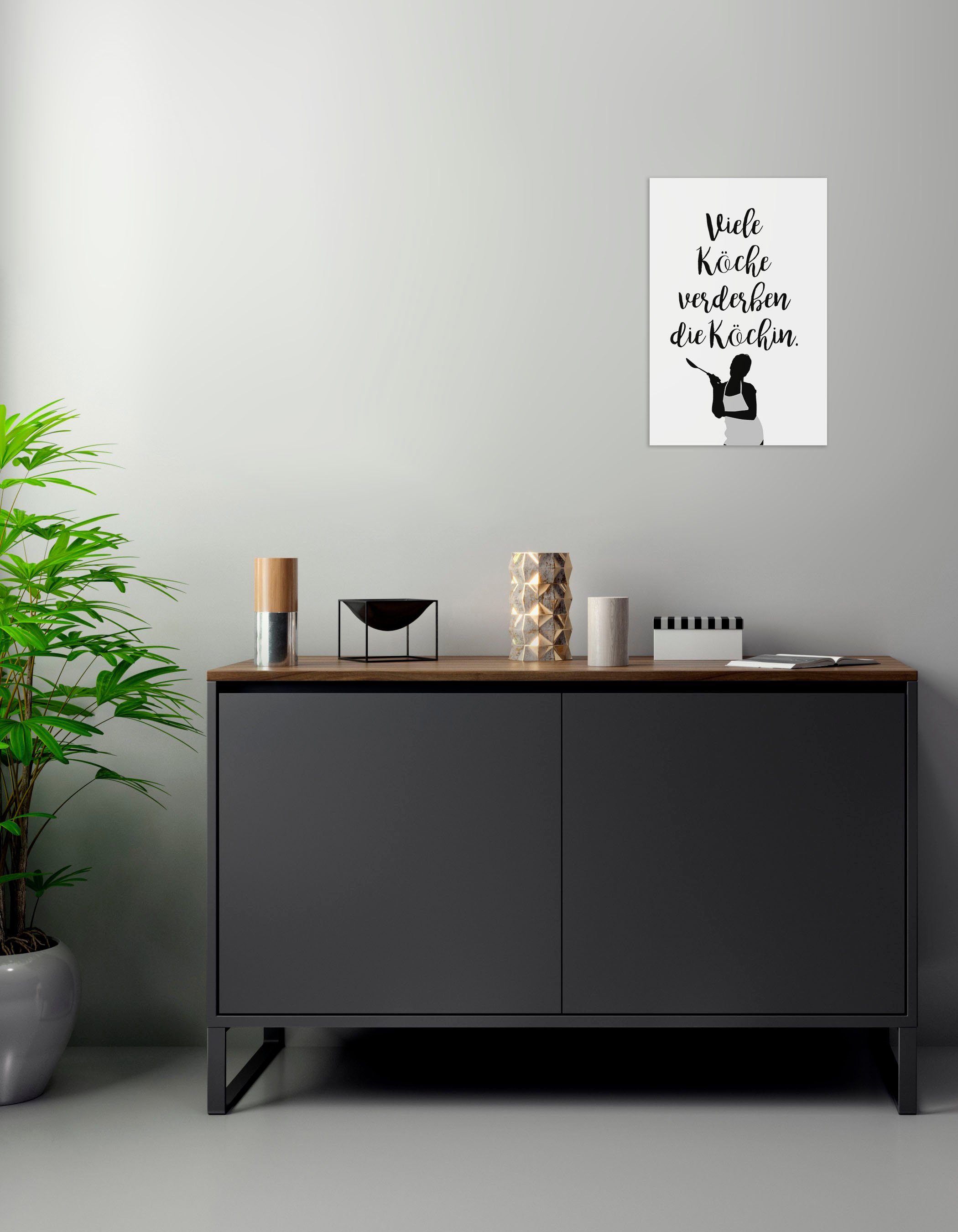 queence Sierobject voor aan de wand Kokkin Stalen bord, blikken bord, spreuk, grappig, wanddecoratie, retro, 20x30cm