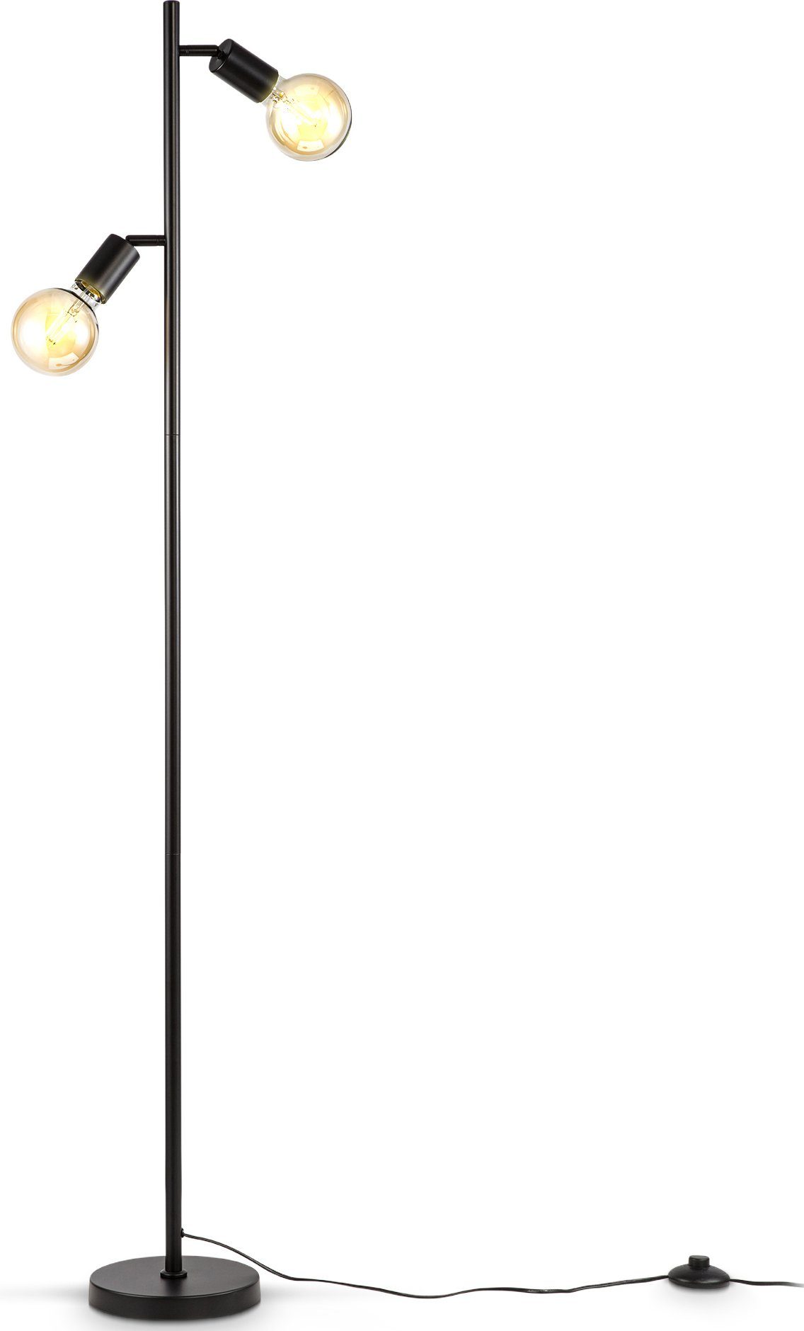 B.K.Licht Staande lamp BK_ST1387 Industrial Stehleuchte, Schwarz, E27, Schwenkbar, Metall