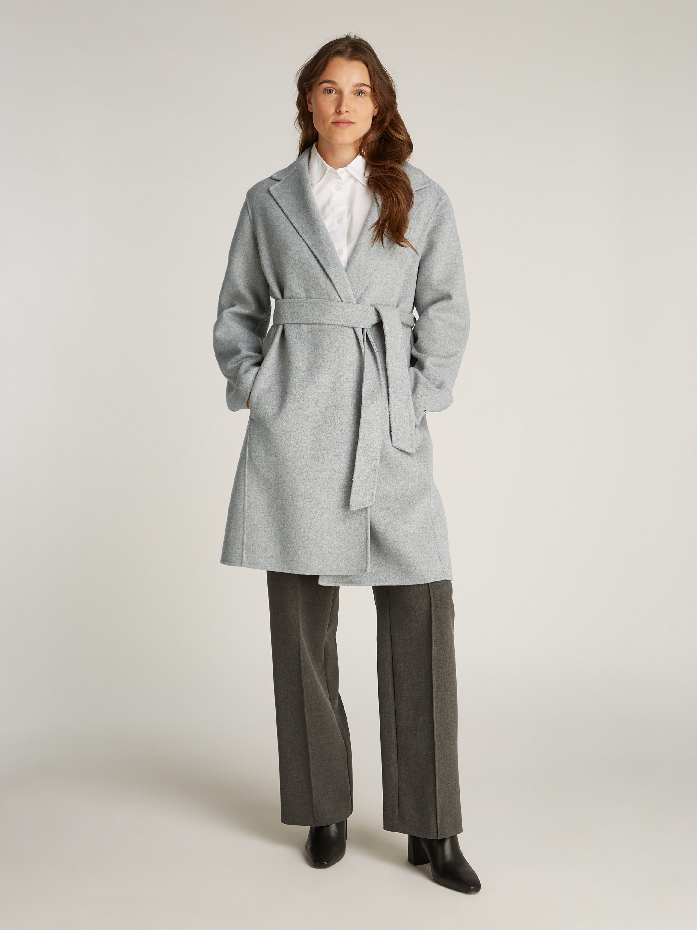 Tommy Hilfiger Korte jas REG DF WOOL BELTED COAT