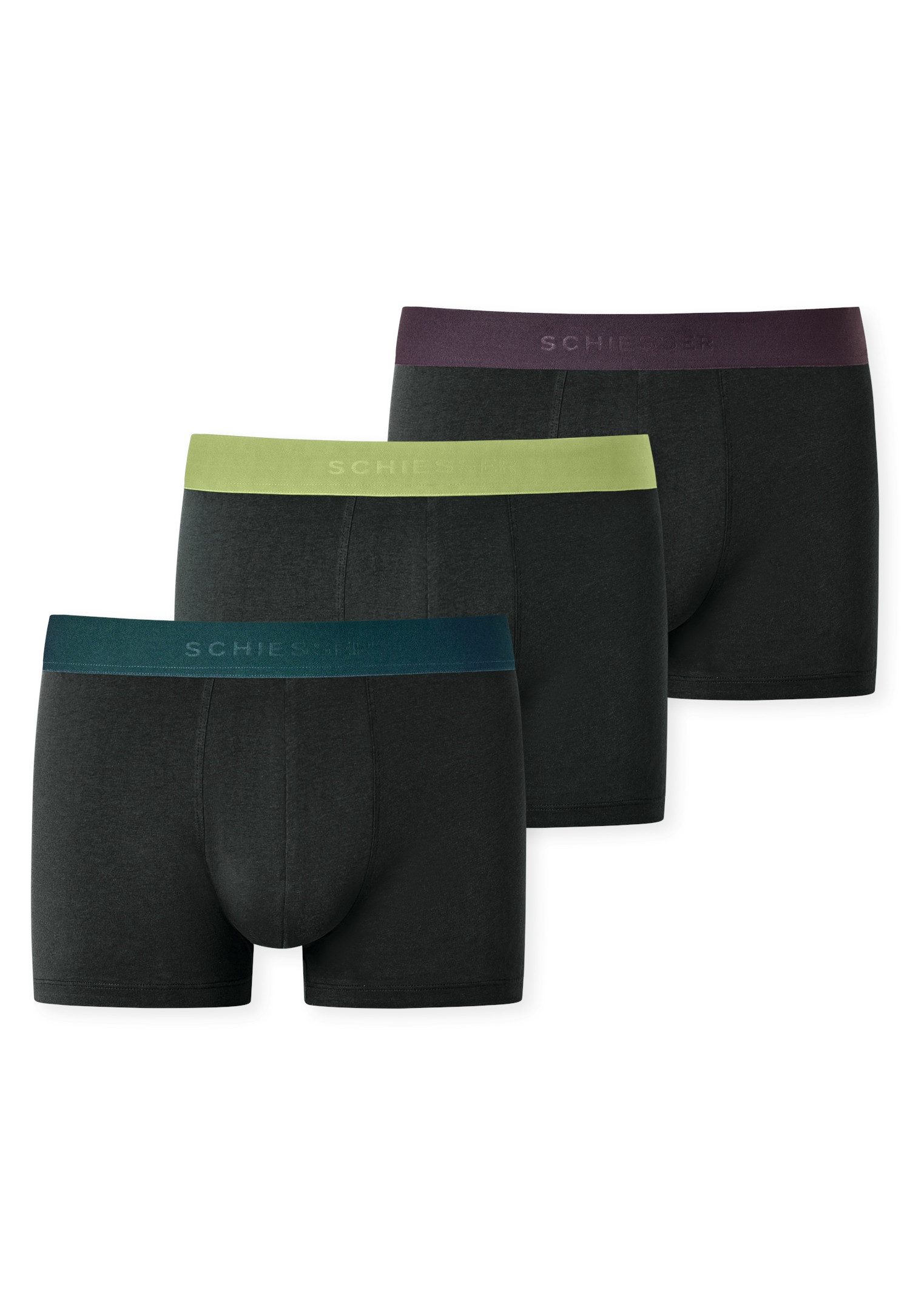 Schiesser Boxershort 95/5 met gekleurd sportief logo-webgummiband (3 stuks)