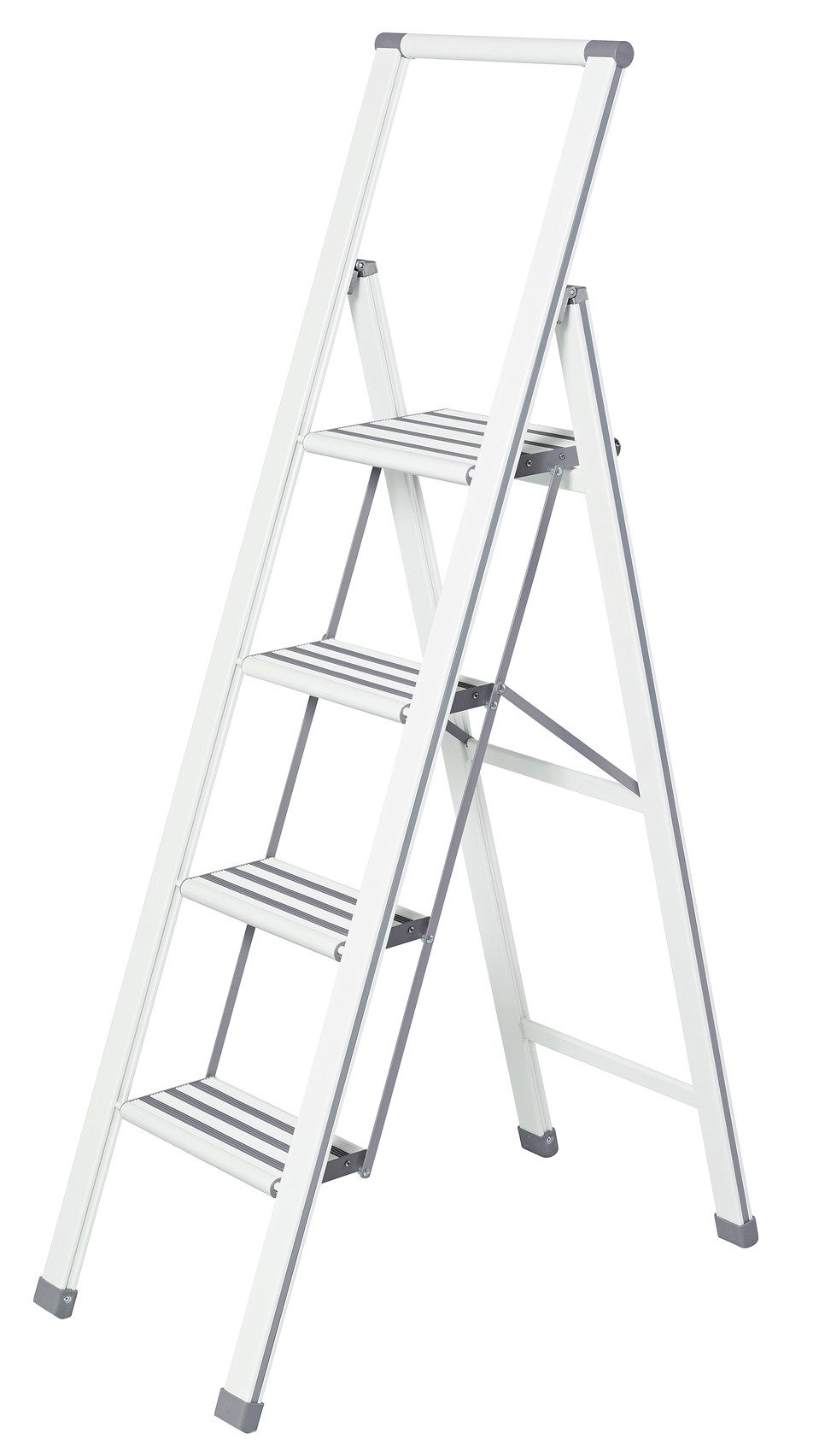 WENKO Huishoudtrapje Model Alu-Design Aluminium-design, XXL-treden, plat inklapbaar