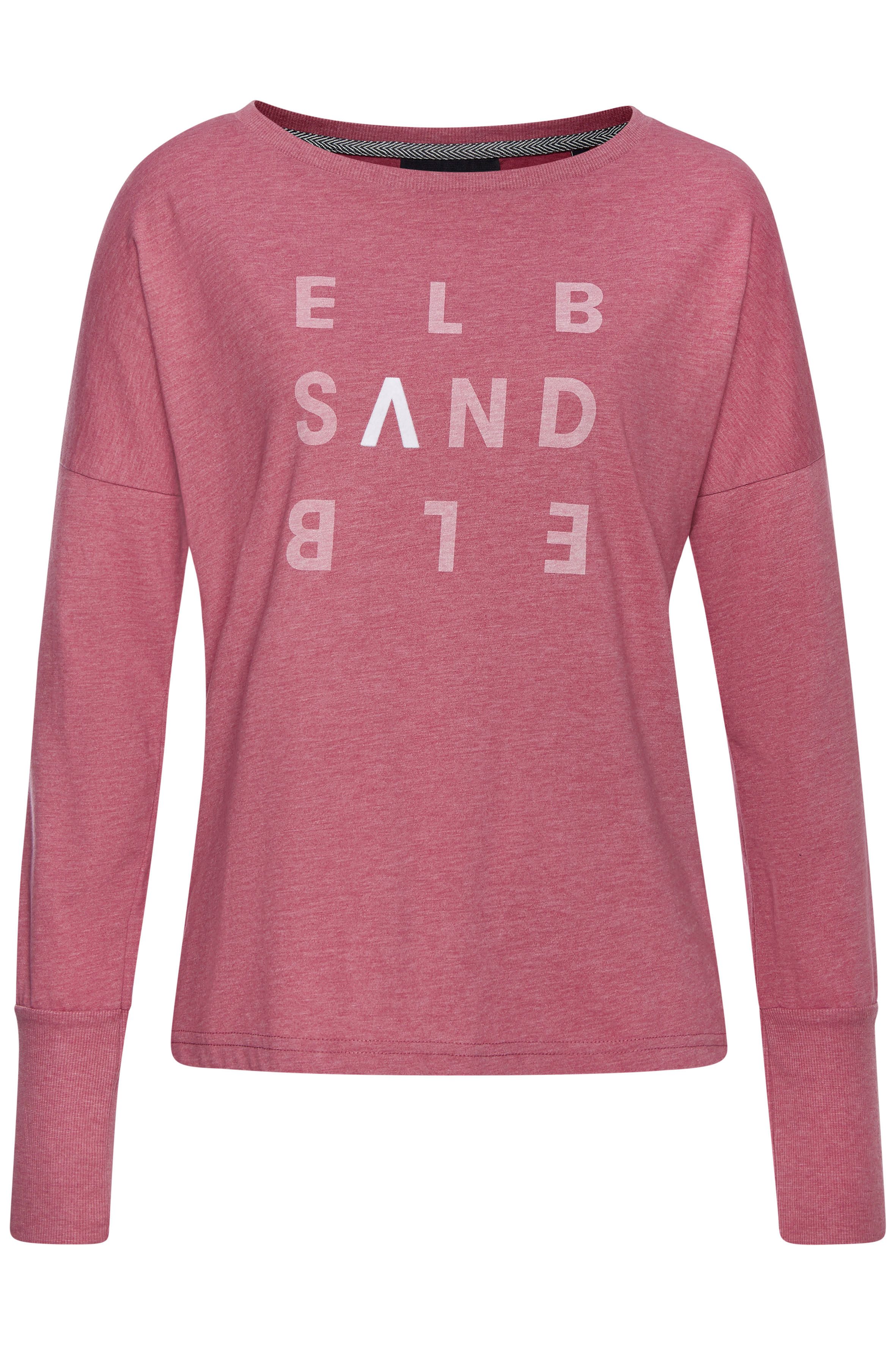 Elbsand Longsleeve Ingrun met logoprint op de voorkant, shirt met lange mouwen van een katoenmix, sportief-casual
