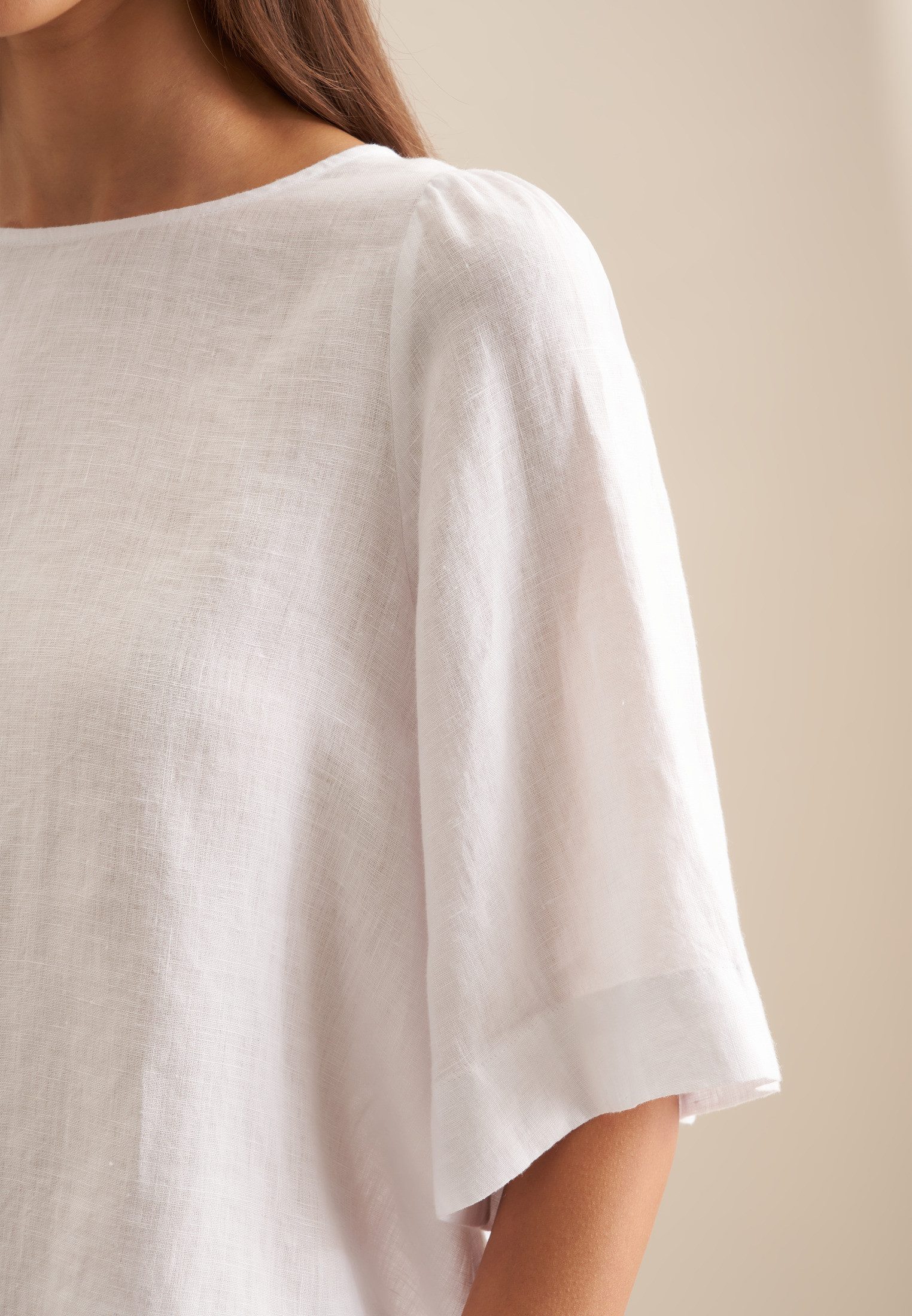 seidensticker Shirtblouse Zwarte roos Korte mouwen ronde hals uni
