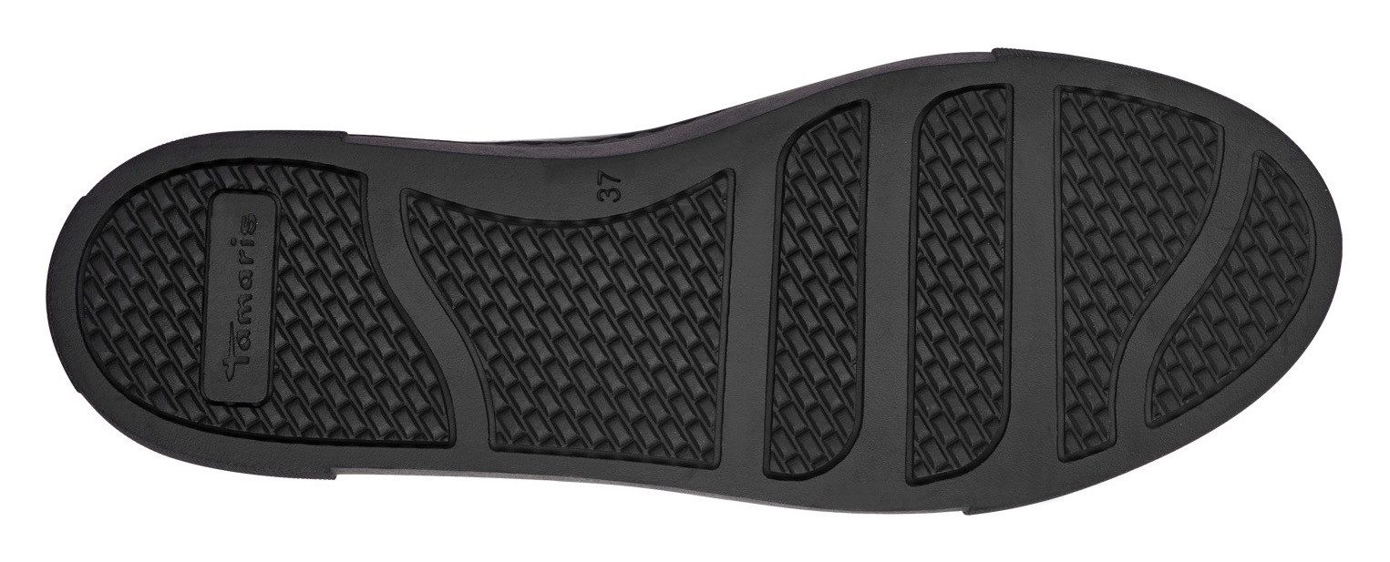 Tamaris Plateausneakers , vrijetijdsschoen, halfschoen, veterschoen met t-logo hanger, vegan