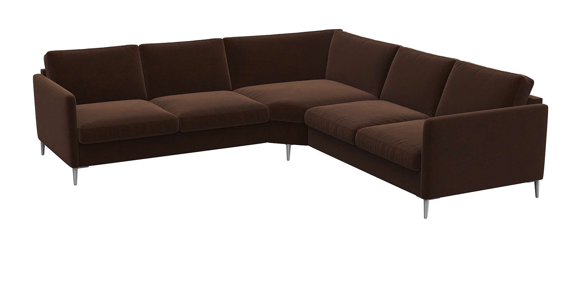 FLEXLUX Hoekbank Fiore, gelijkbenig, comfortabel door hoogwaardige zitconstructie smalle armleuningen, super zitcomfort door koudschuim, voeten van aluminium