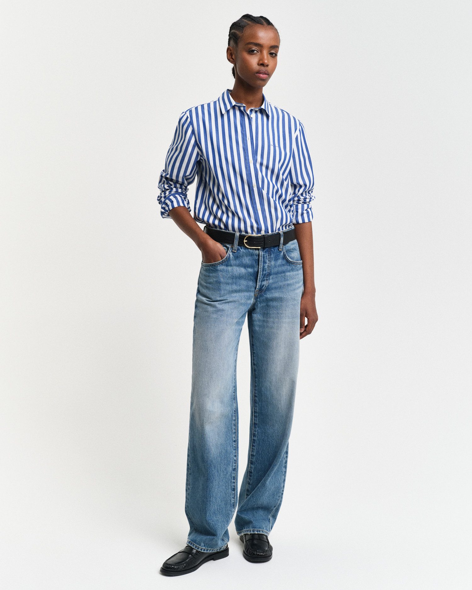Gant Blouse met lange mouwen REG POPLIN WIDE STRIPED SHIRT Popeline blouse met brede strepen