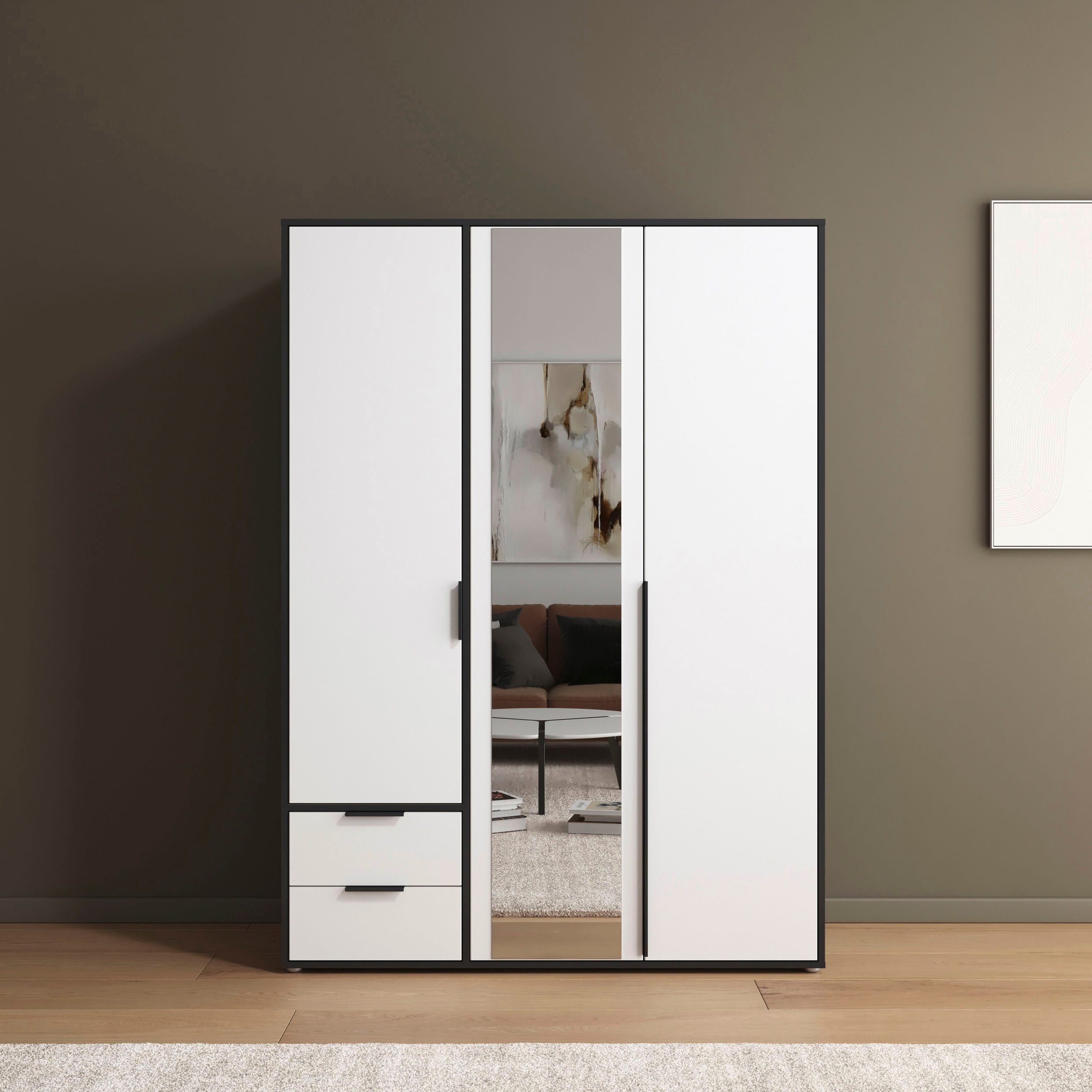 rauch Draaideurkast Kledingkast Kast Garderobe Wasmand NAGATA met Spiegel und schubladen sowie stangengriffen topseller made in germany