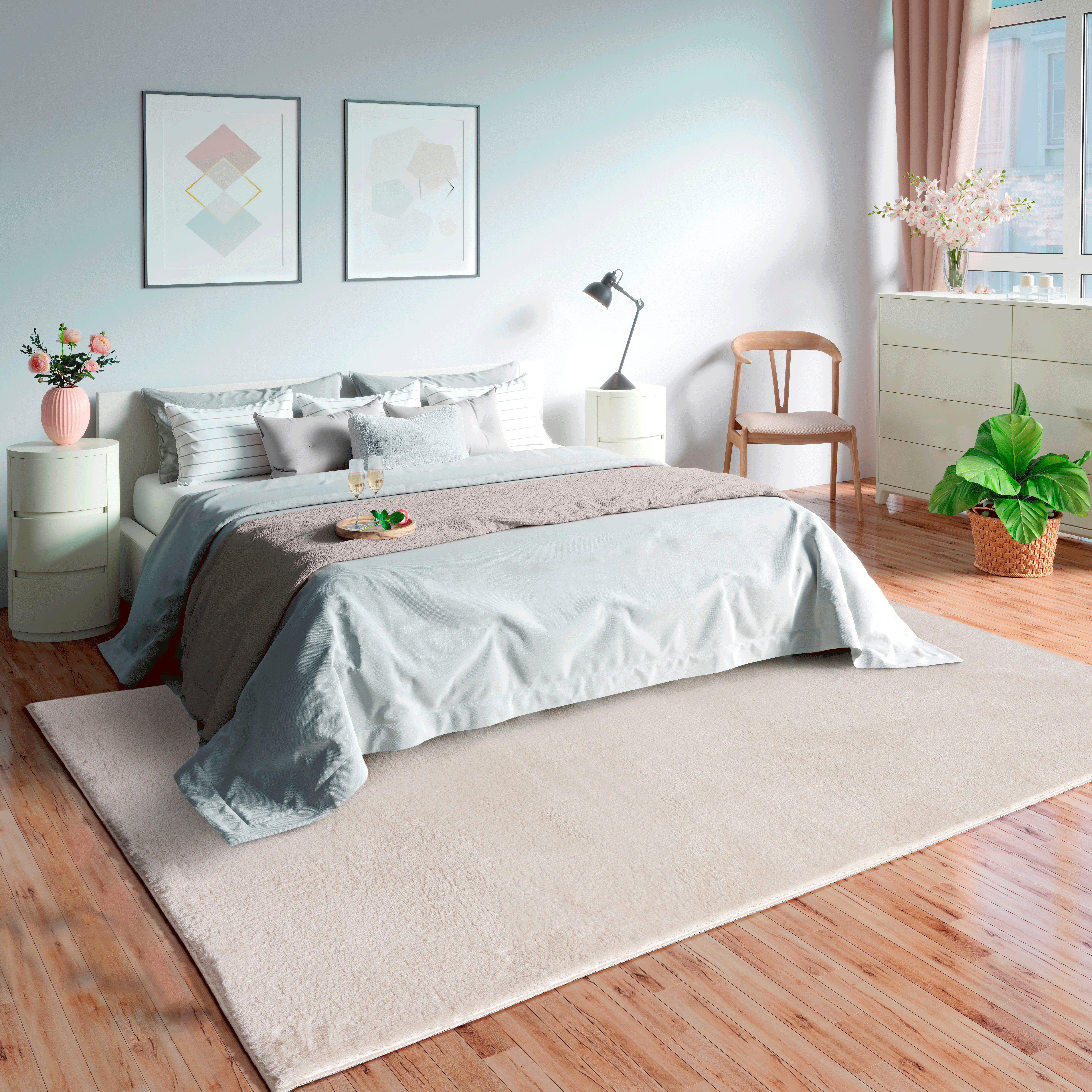 merinos Vloerkleed Loft 37, vloerkleed van imitatiebont zacht en knus, bont gevoel, anti-slip onderkant,