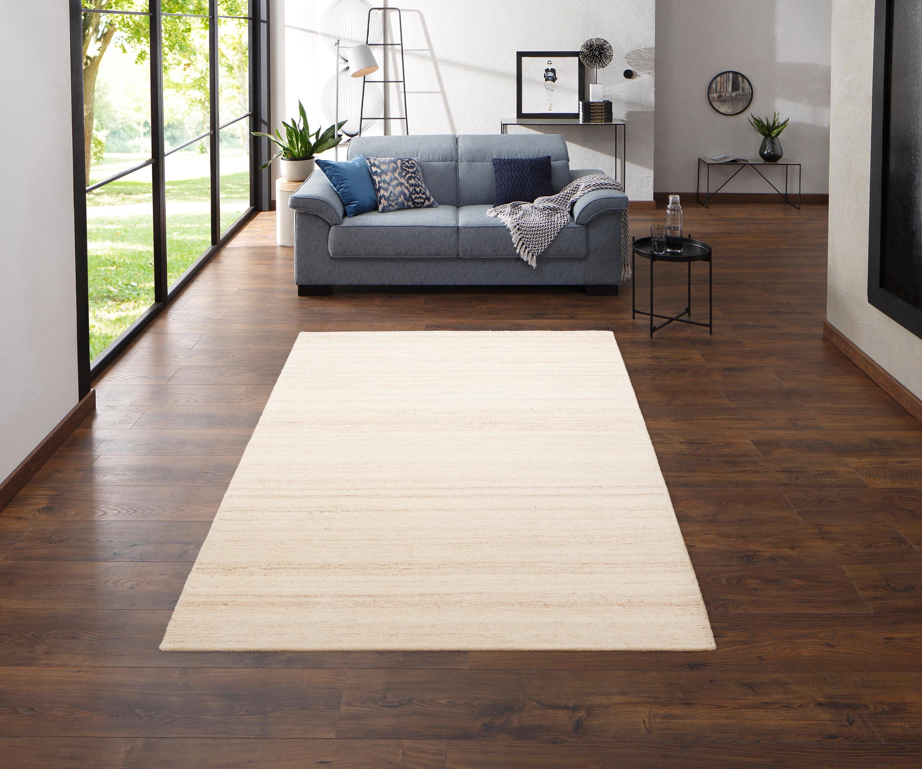 my home Wollen kleed Tarik pure wol, berber-look, gemêleerd, handgetuft wollen vloerkleden maat 290 cm x 390 cm x 18 mm beige