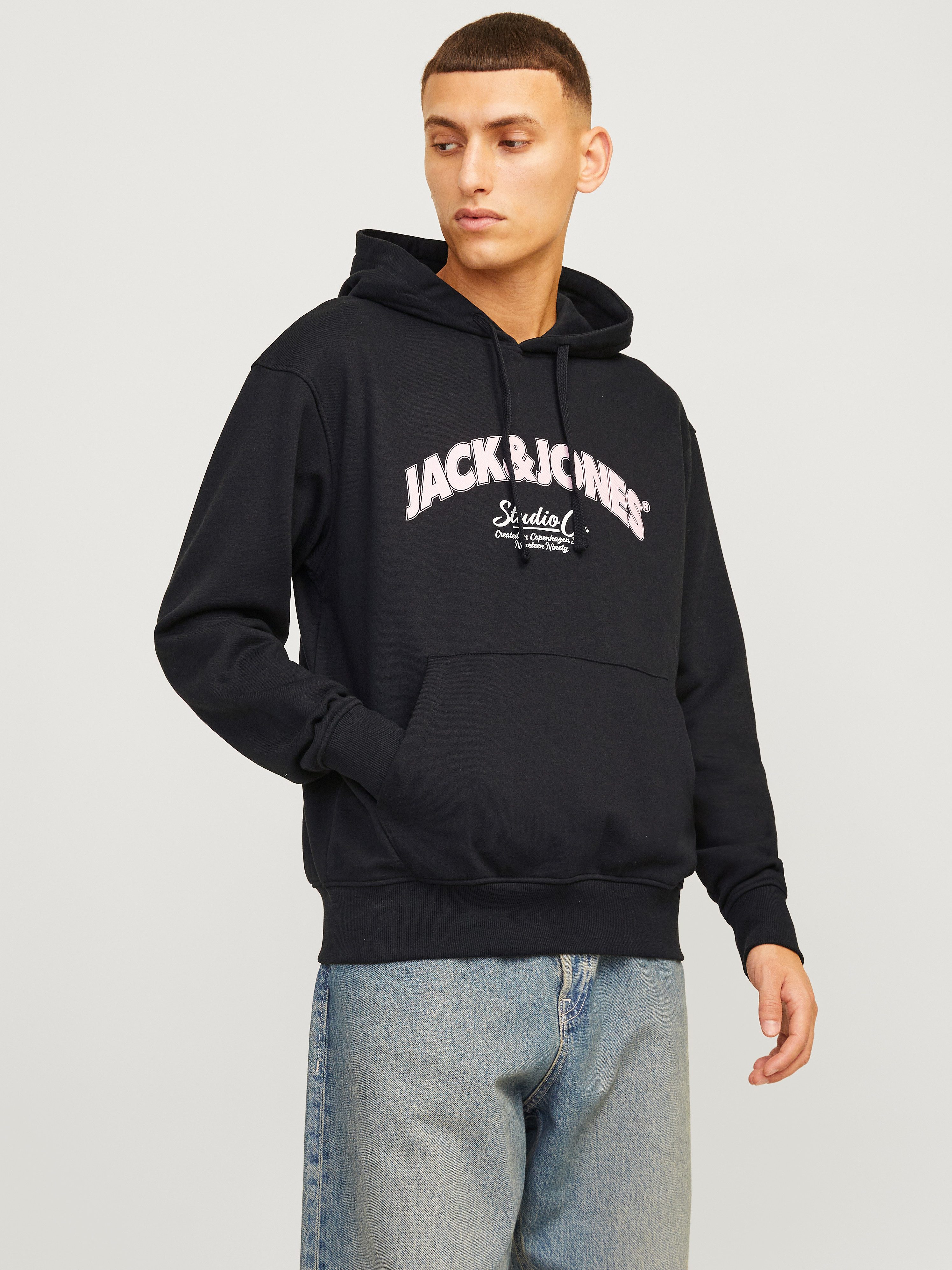 Jack & Jones Hoodie JORBRONX ARCH BIG SWEAT HOOD heren hoodies maat S zwart