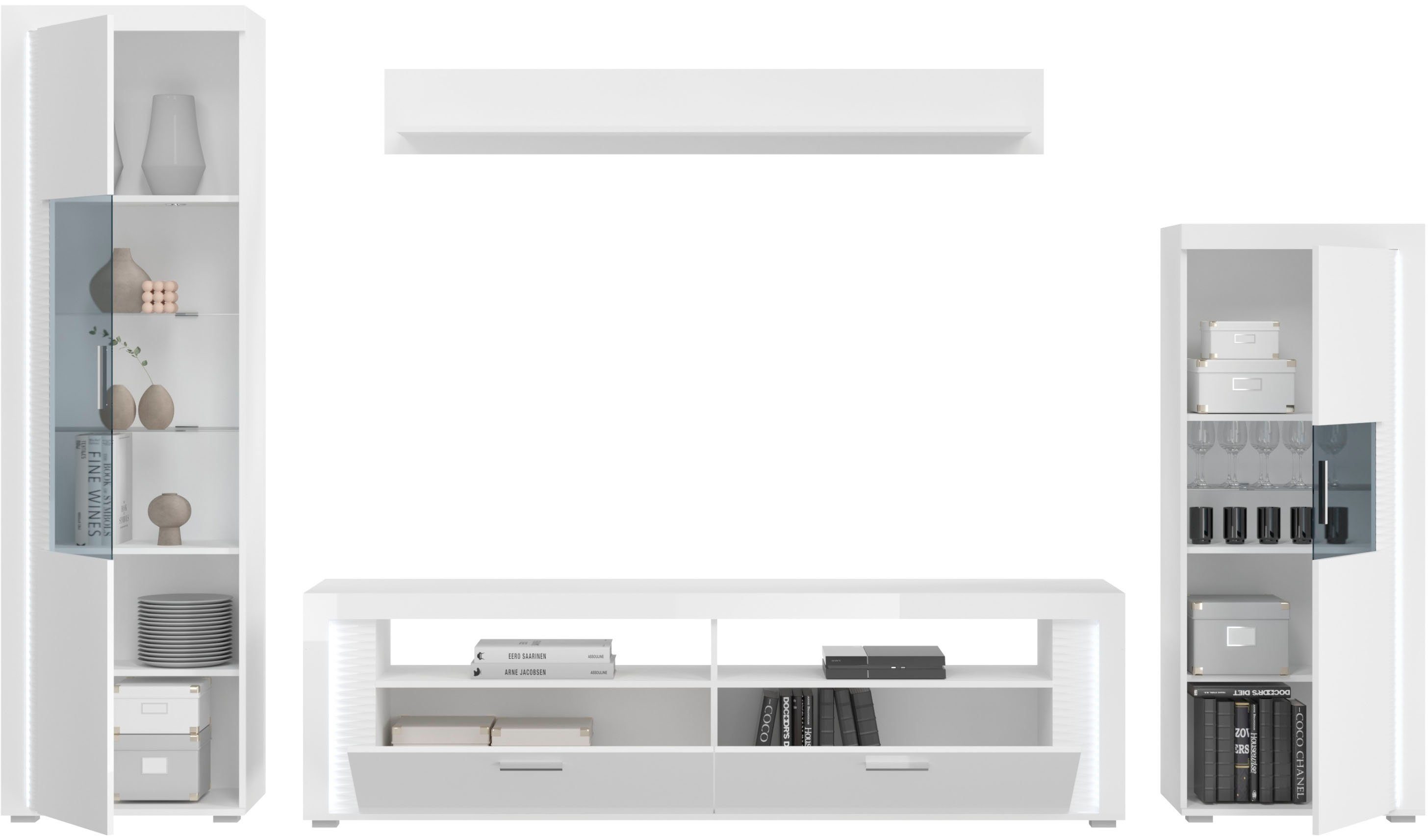 INOSIGN Wandmeubel Viborg, 4-delig Set, inclusief verticale frontverlichting, bestaande uit: (4-delig)