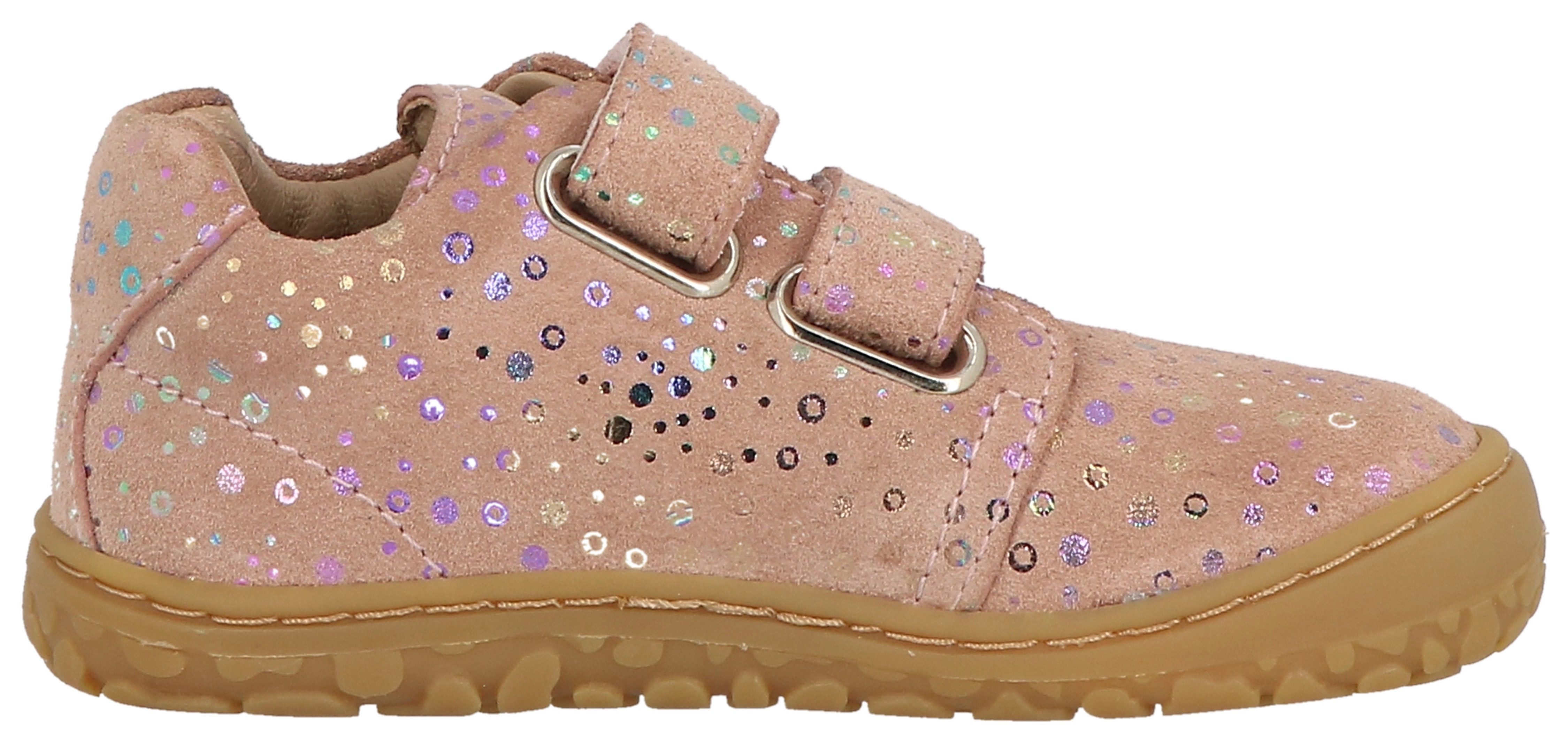 Lurchi Barefootschoenen NOAH BAREFOOT , klittenbandschoen, gekleurde glitterprint, maat sjabloon te downloaden