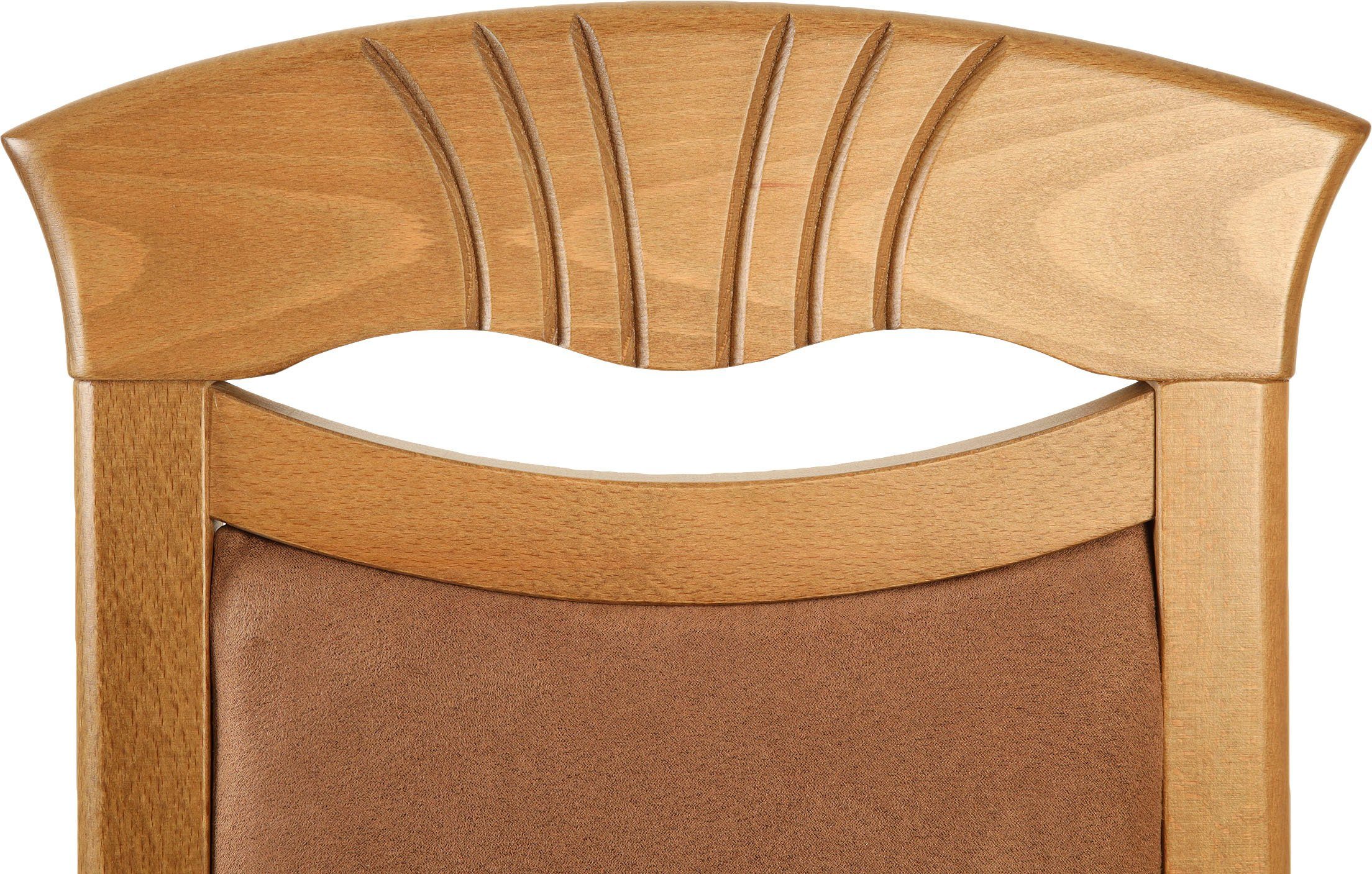 Home affaire Eetkamerstoel Franz slijtvast microvezel, onderstel beuken naturel of wit, houten stoel (set, 2 stuks)