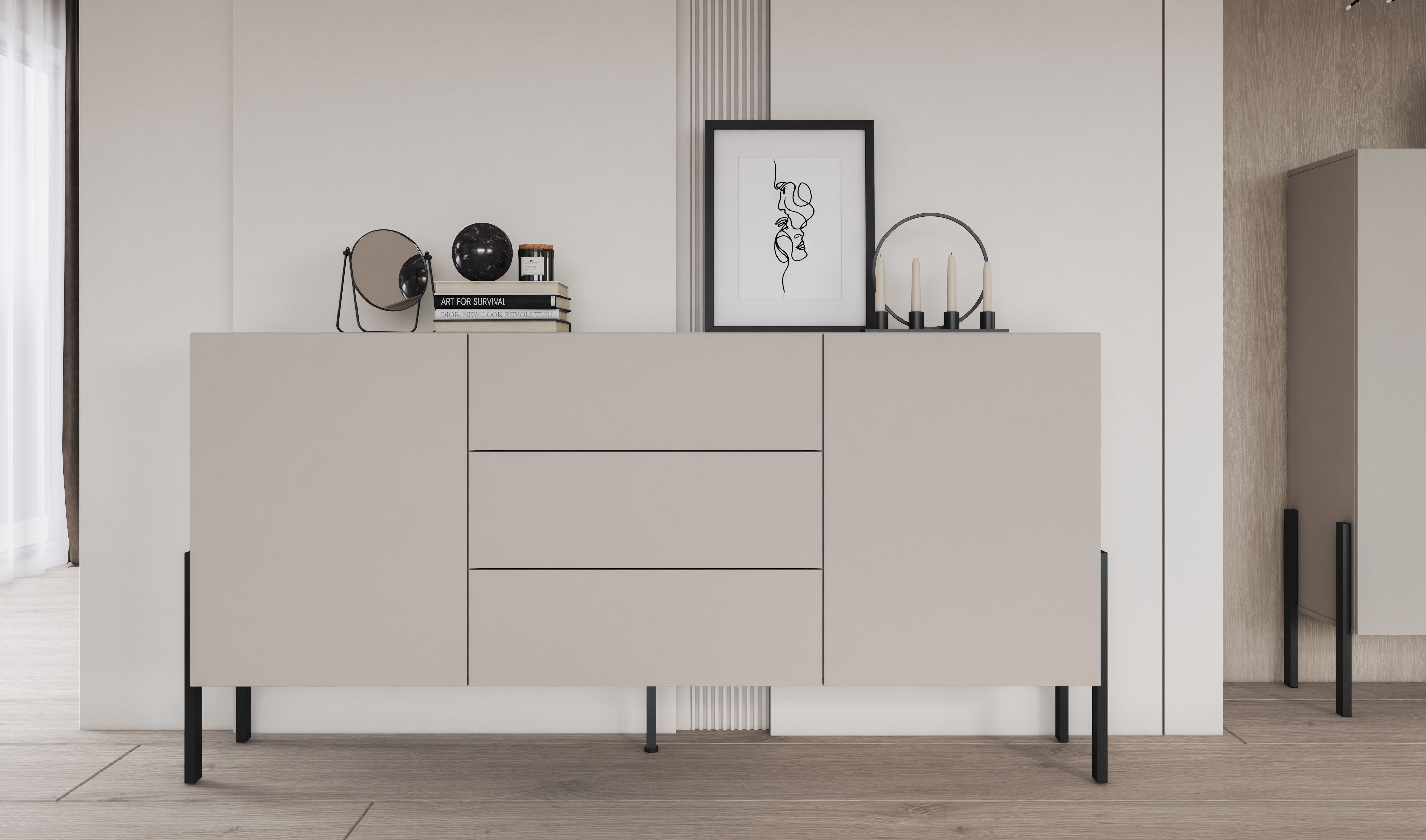 INOSIGN Dressoir Jukon, breedte 150 of 180 cm, moderne grepless commode