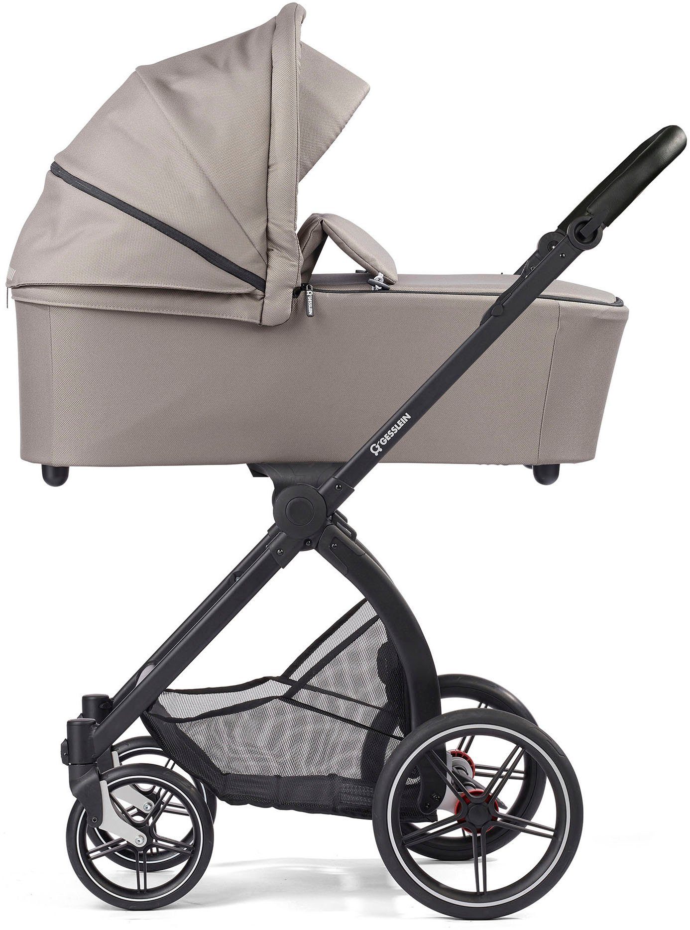 Gesslein Combi-kinderwagen FX4 Soft+ met opzetstuk Classic zwart/zwart, steengrijs